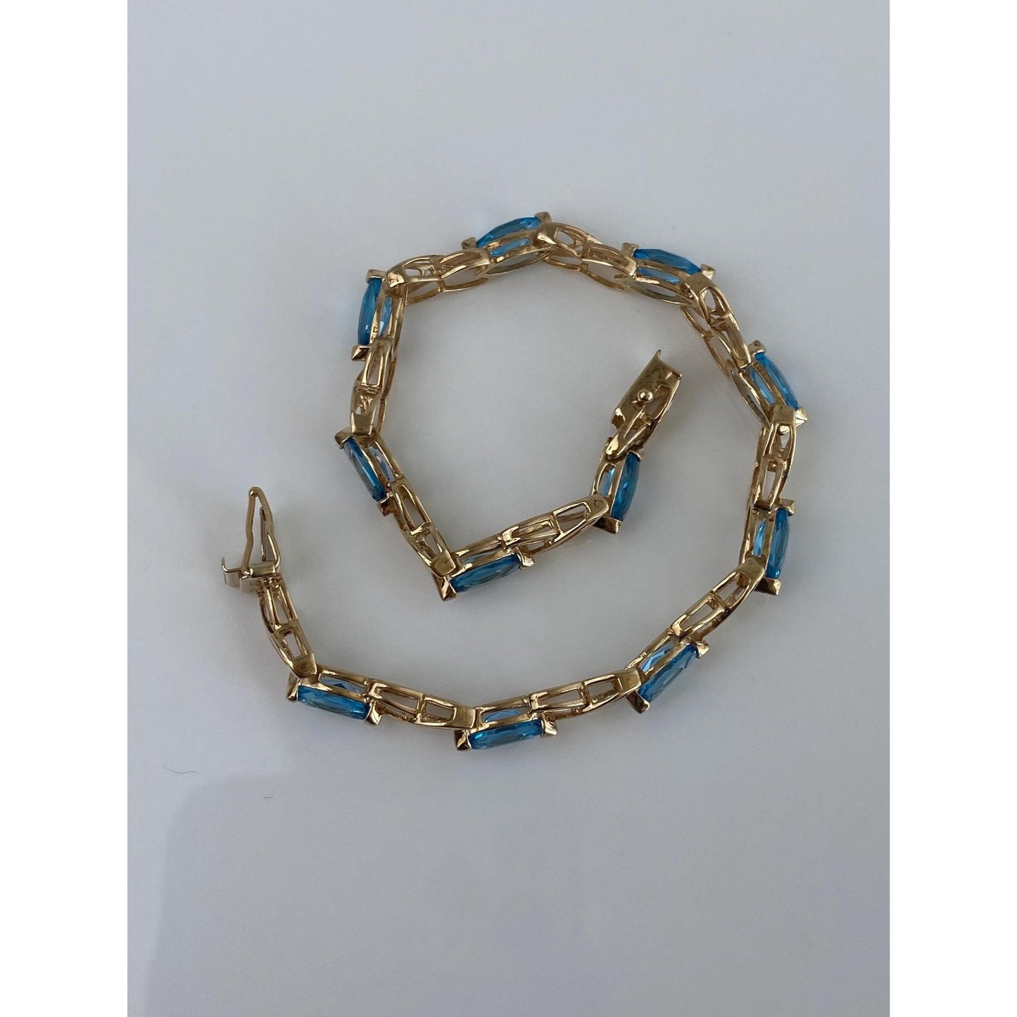 Vintage Solid 10k Yellow Gold Topaz X Link Bracelet - 7.25 inches