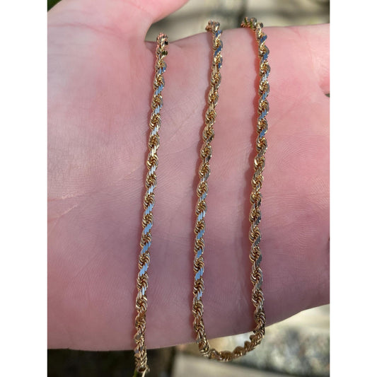 Vintage Solid 14k Yellow Gold Rope Chain Necklace - 16 inches