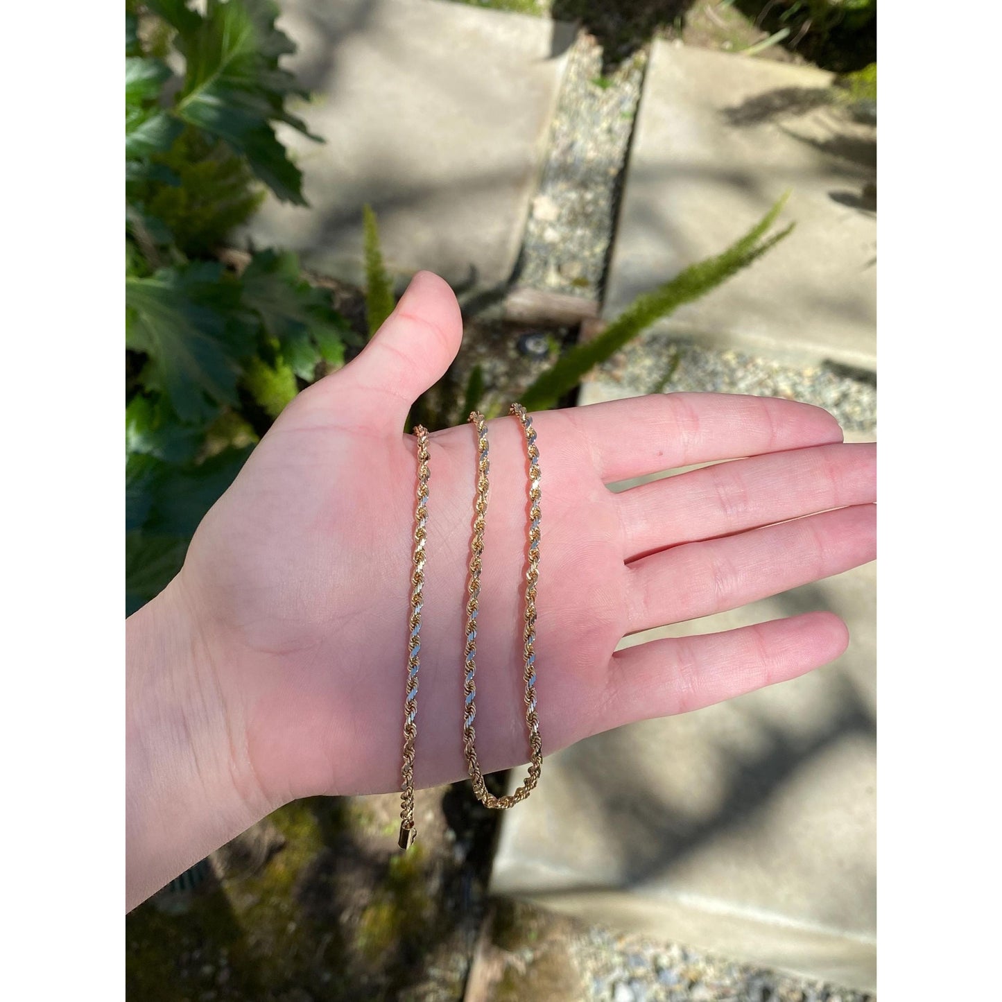 Vintage Solid 14k Yellow Gold Rope Chain Necklace - 16 inches