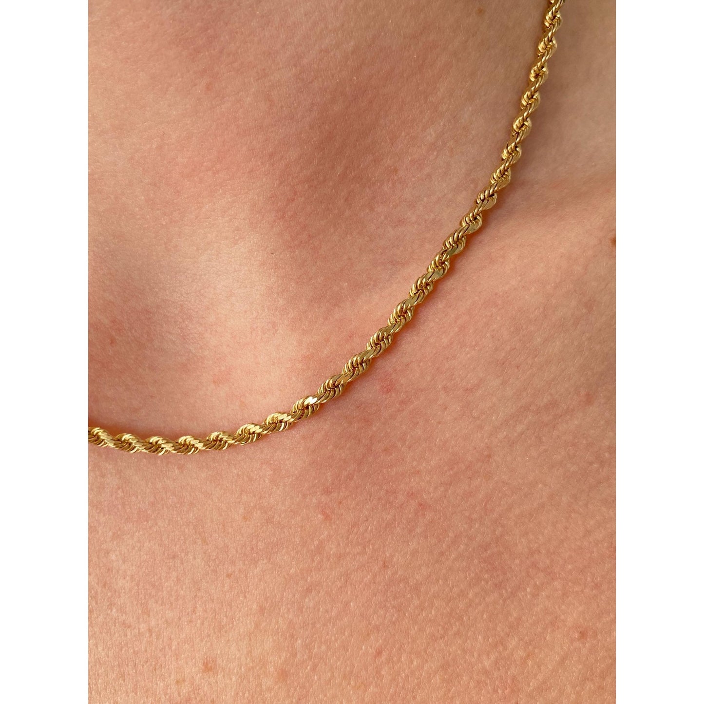Vintage Solid 14k Yellow Gold Rope Chain Necklace - 16 inches