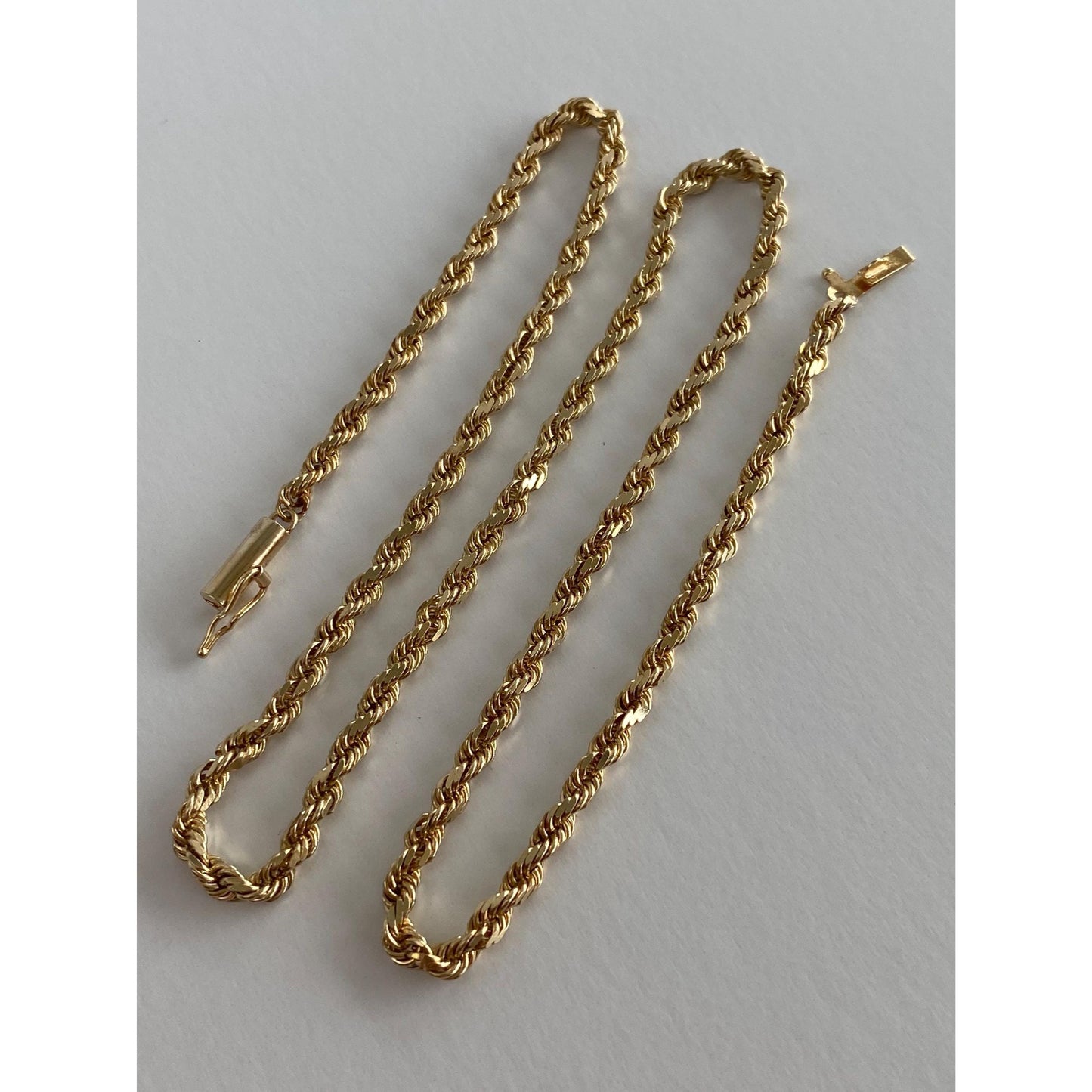 Vintage Solid 14k Yellow Gold Rope Chain Necklace - 16 inches