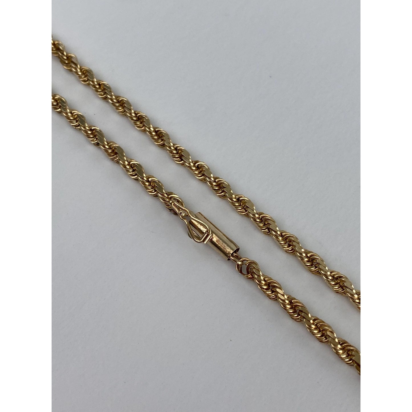 Vintage Solid 14k Yellow Gold Rope Chain Necklace - 16 inches