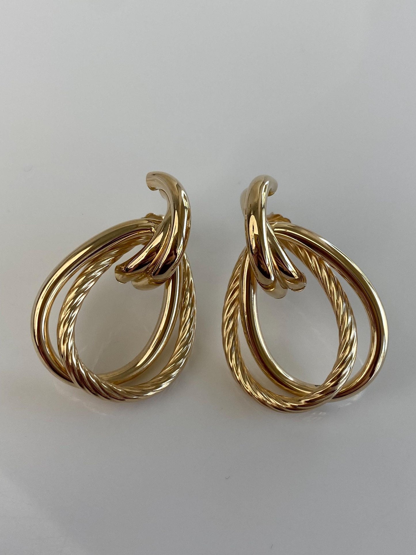 Vintage 14k Yellow Gold Large Drop Stud Earrings