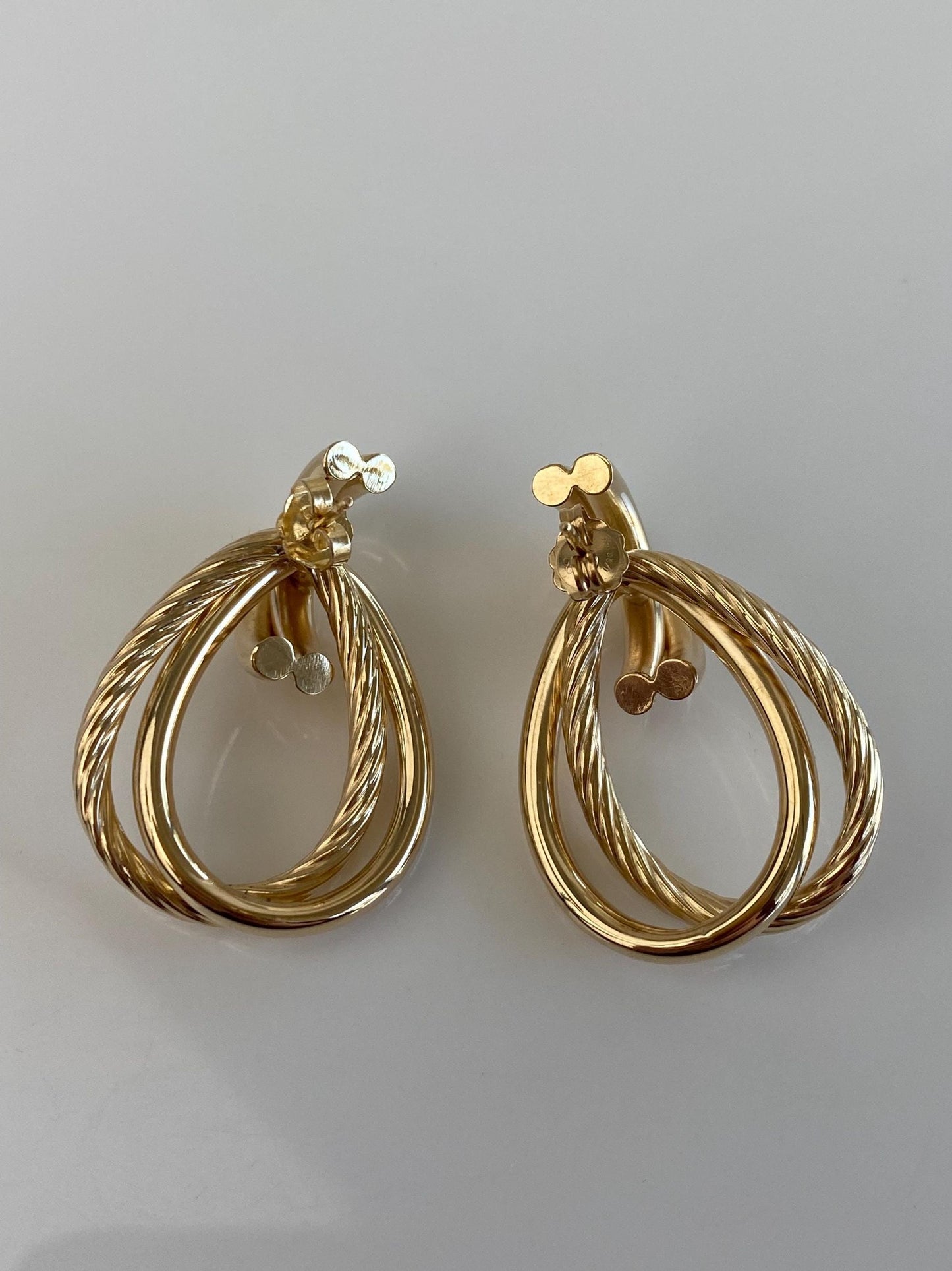 Vintage 14k Yellow Gold Large Drop Stud Earrings