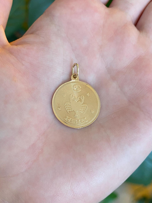 Vintage Solid 14k Yellow Gold Cancer Zodiac Charm