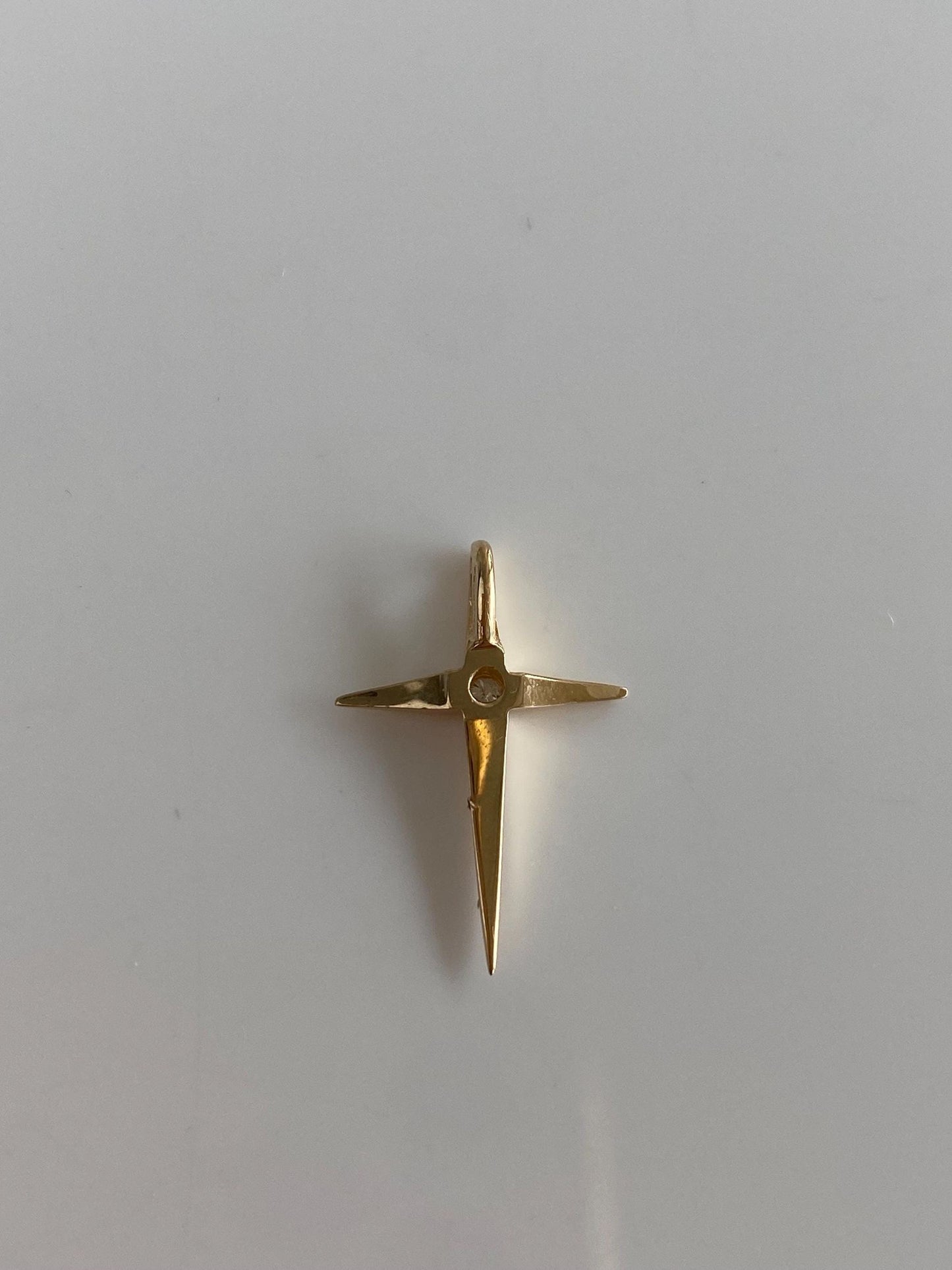 Vintage Solid 14k Yellow Gold Diamond Cross Charm
