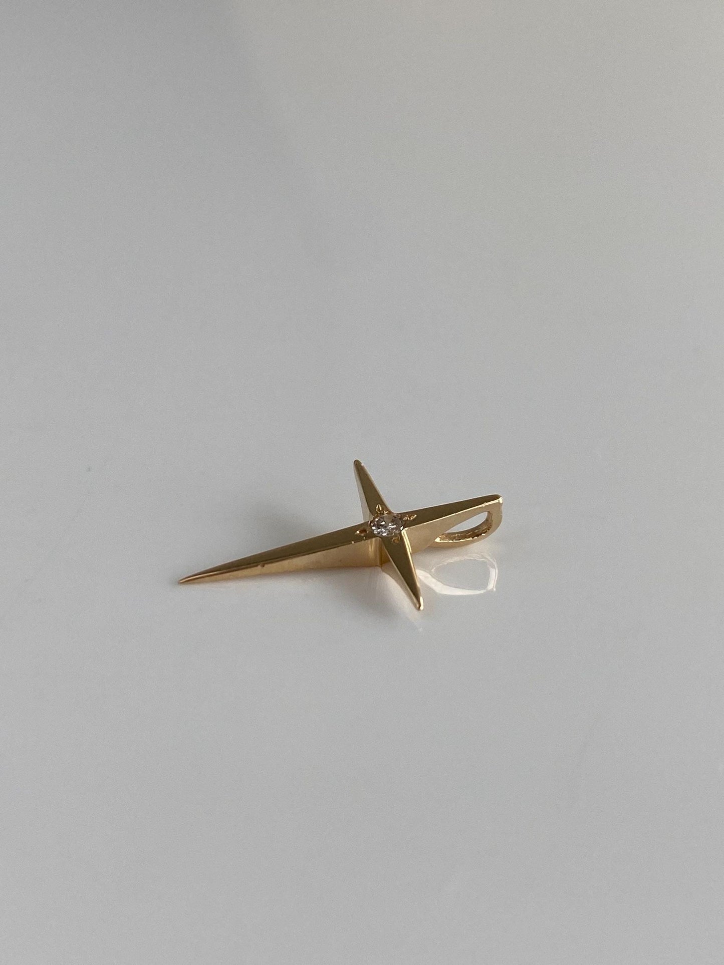 Vintage Solid 14k Yellow Gold Diamond Cross Charm