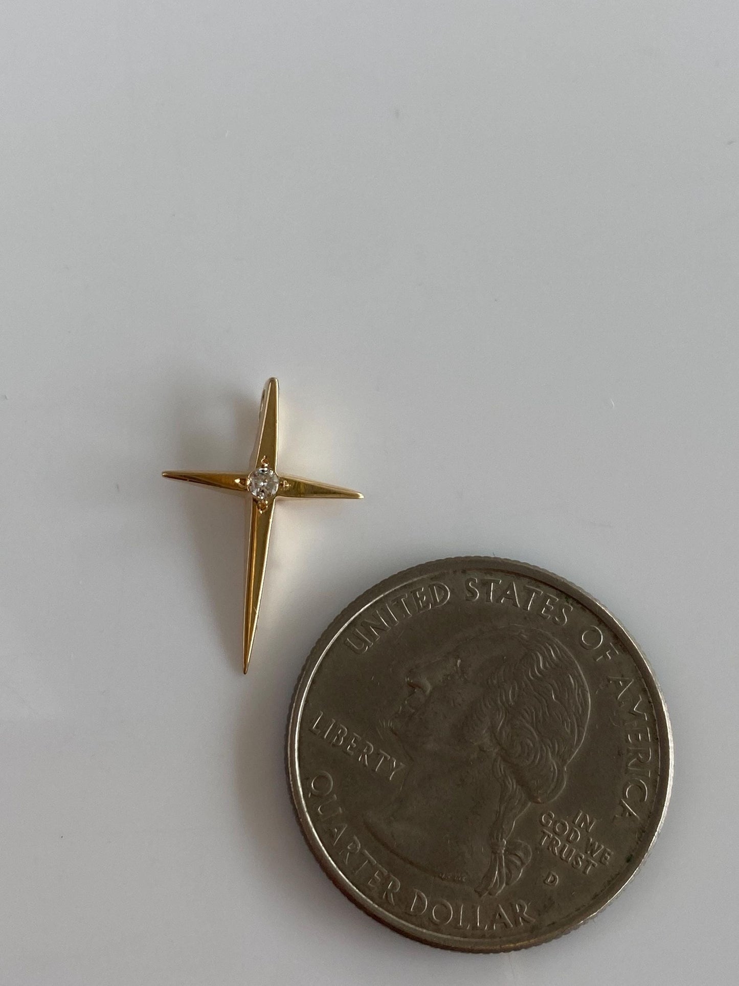 Vintage Solid 14k Yellow Gold Diamond Cross Charm