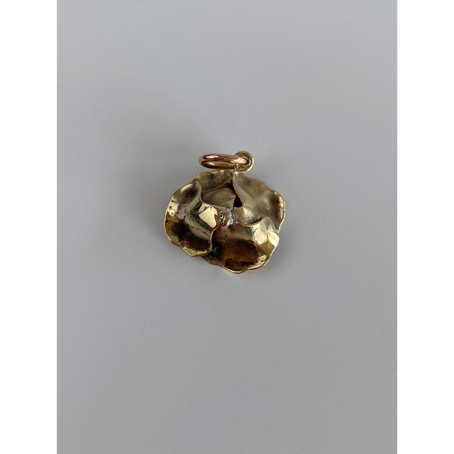 Vintage Solid 14k Yellow Gold Purple Cubic Zirconia Flower Charm