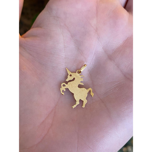 Vintage Solid 14k Yellow Gold Unicorn Charm