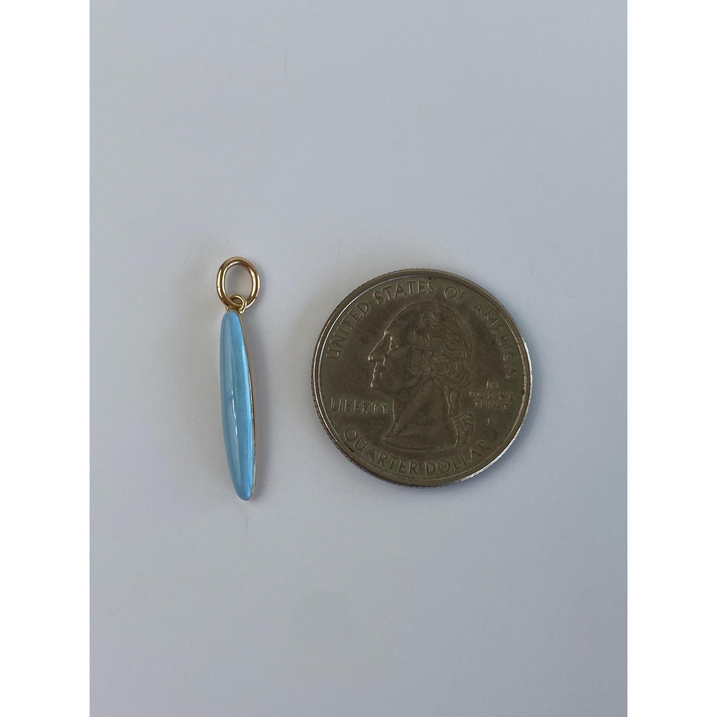 Vintage 14k Yellow Gold Light Blue Enamel Domed Oval Charm