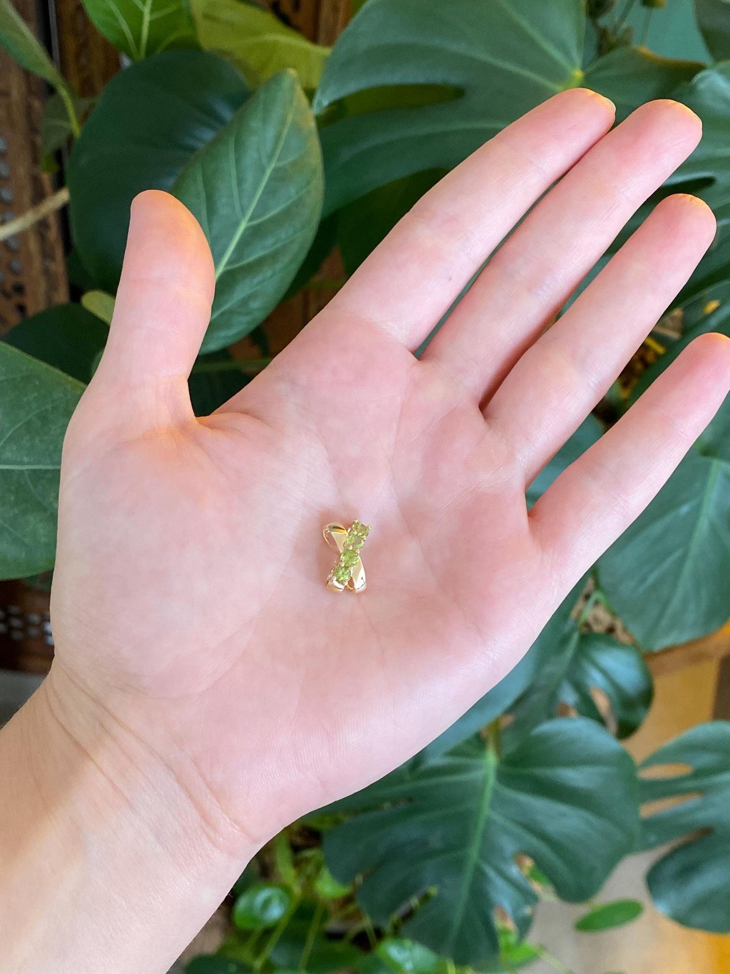 Solid 14k Yellow Gold Peridot X Slide Charm
