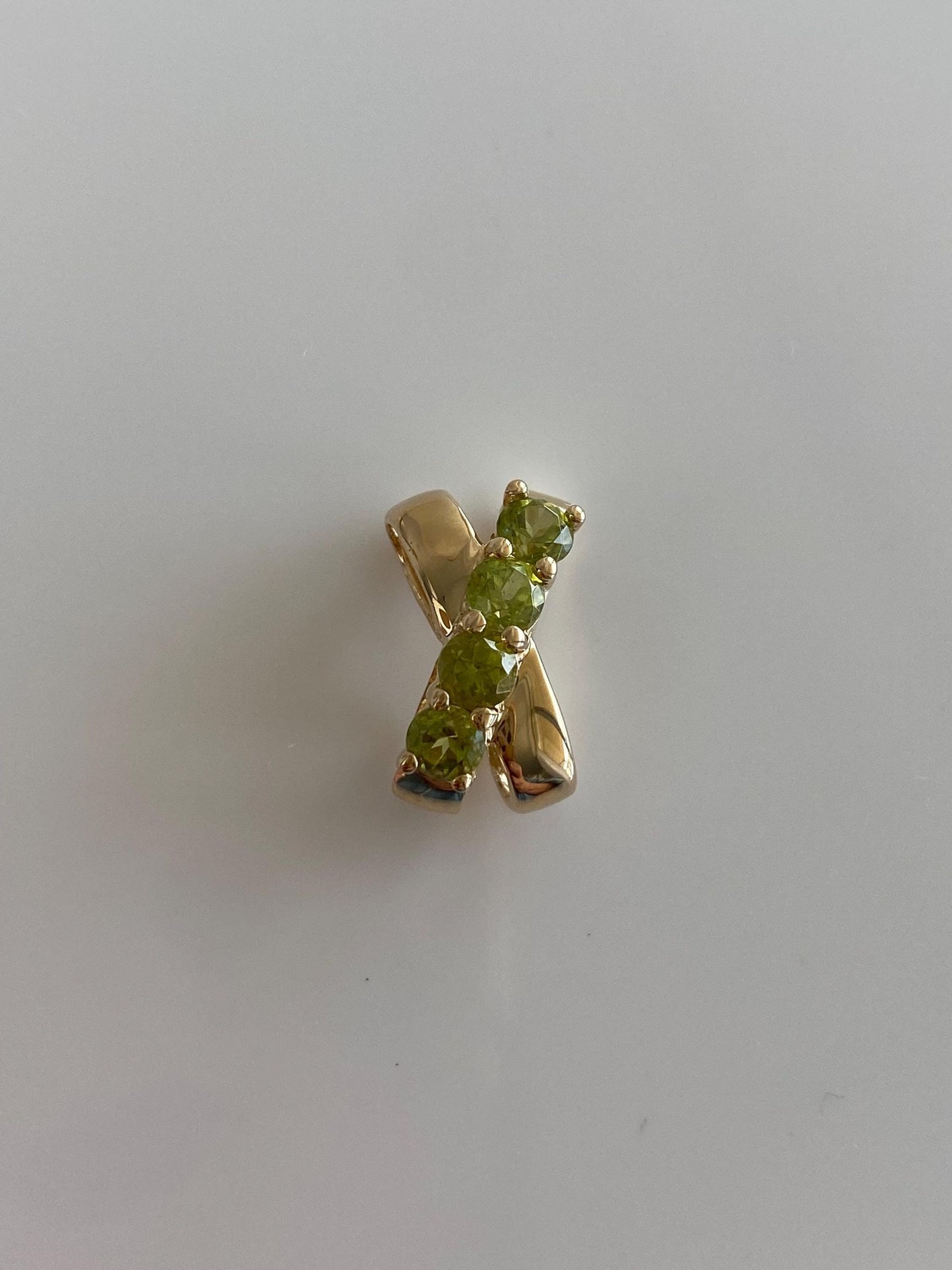 Solid 14k Yellow Gold Peridot X Slide Charm