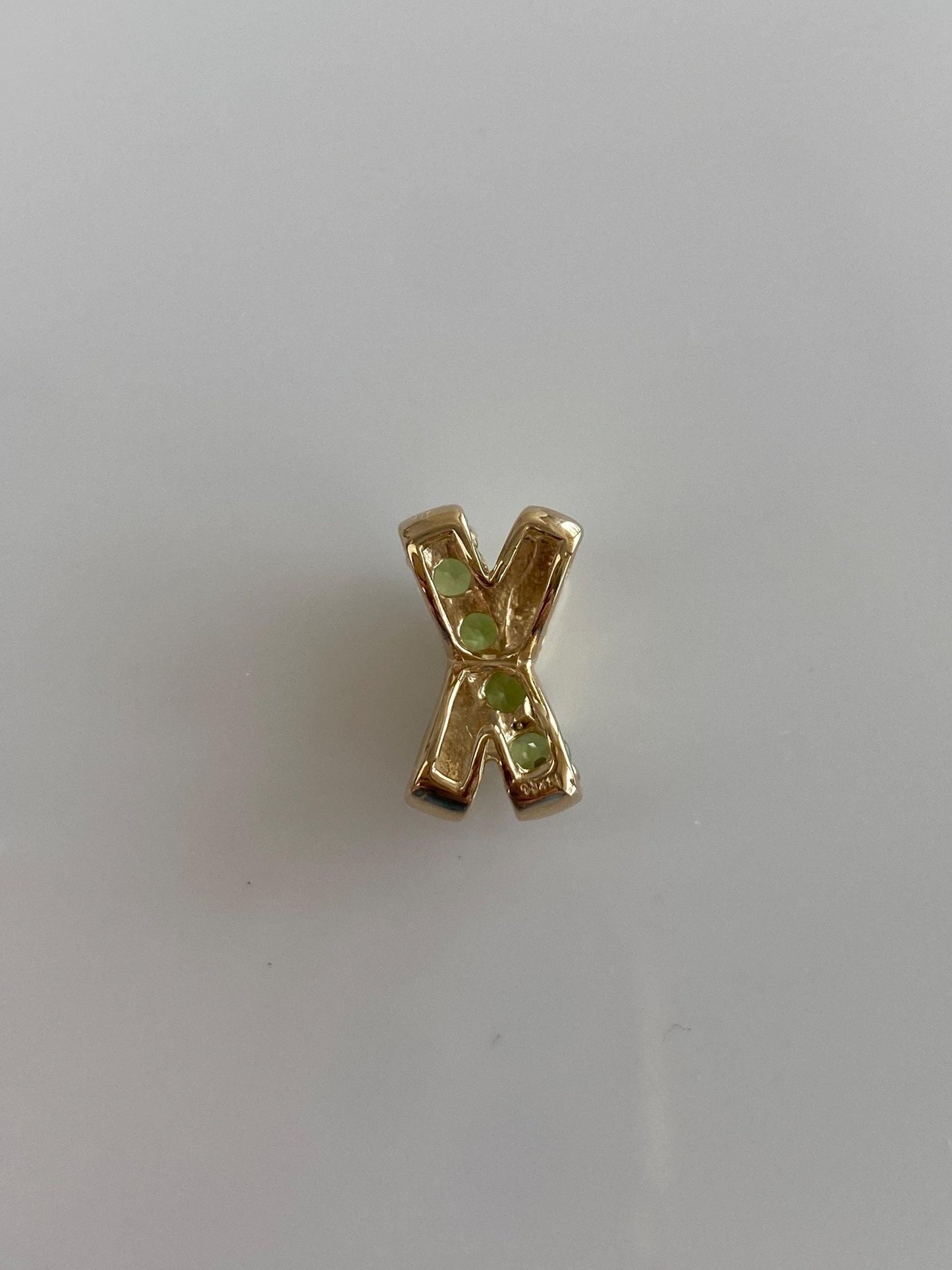 Solid 14k Yellow Gold Peridot X Slide Charm