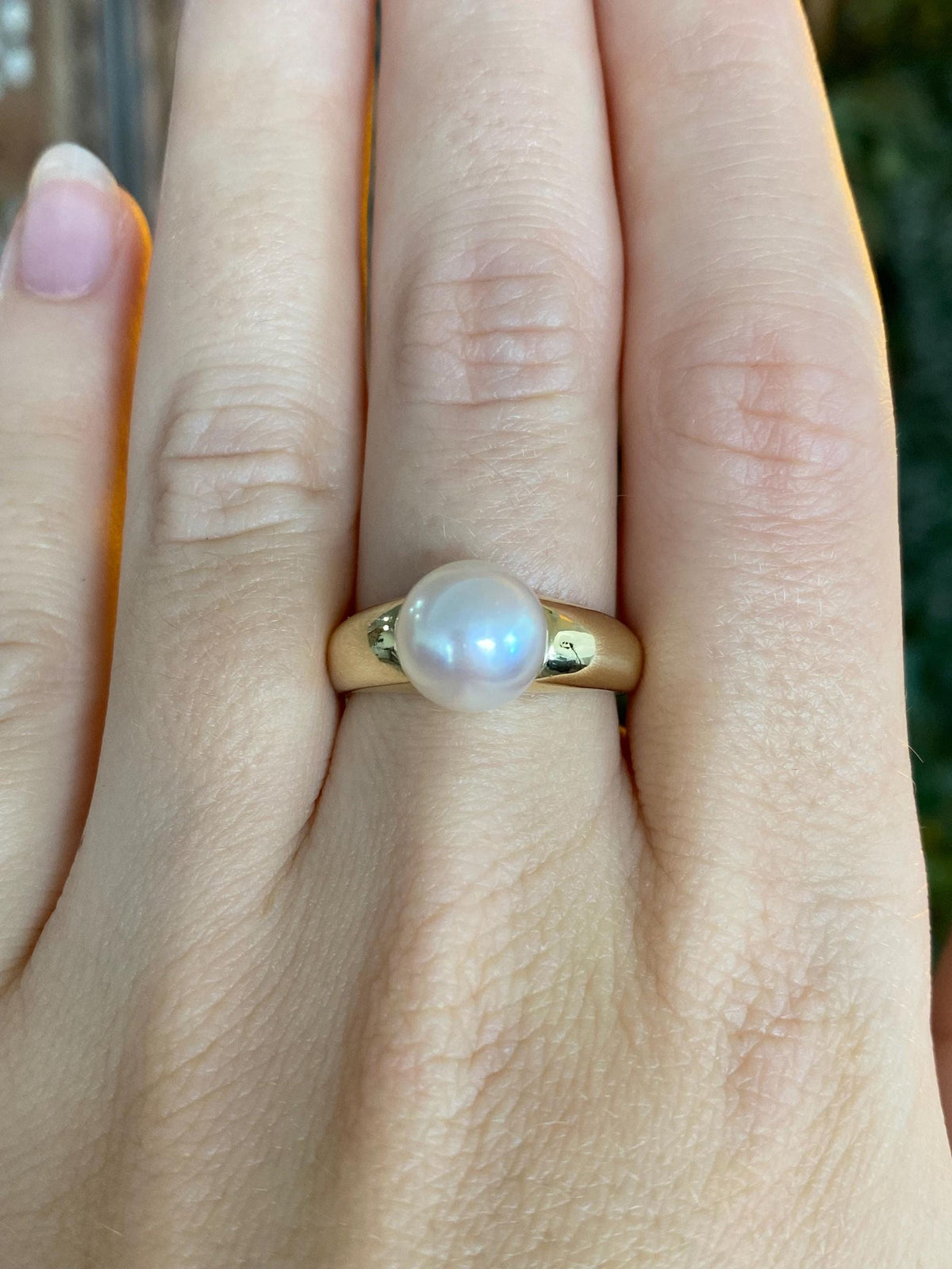 Vintage Solid 18k Yellow Gold Pearl Ring - Size 7.25
