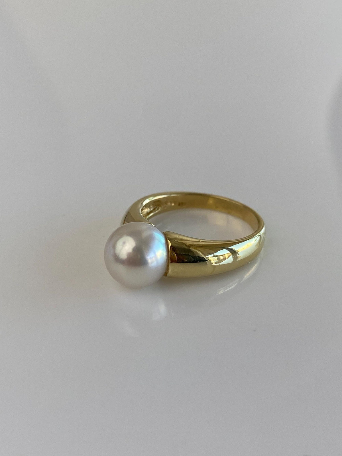 Vintage Solid 18k Yellow Gold Pearl Ring - Size 7.25