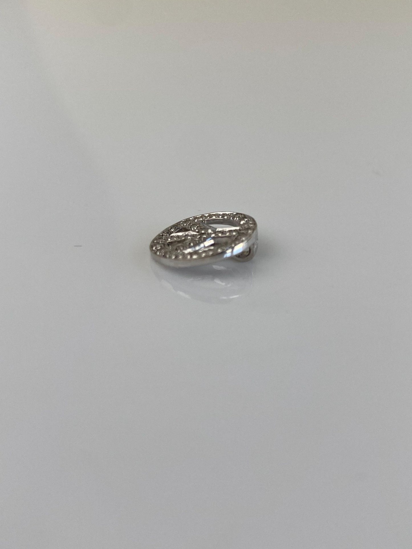 Vintage Solid 14k White Gold Diamond Peace Sign Charm