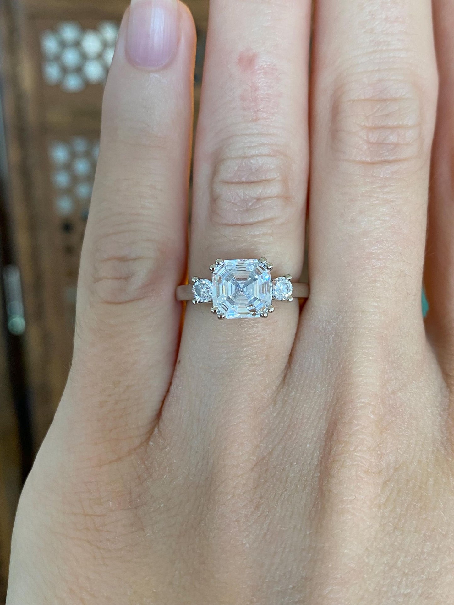 Vintage Solid 10k White Gold Clear Cubic Zirconia Ring - Size 5