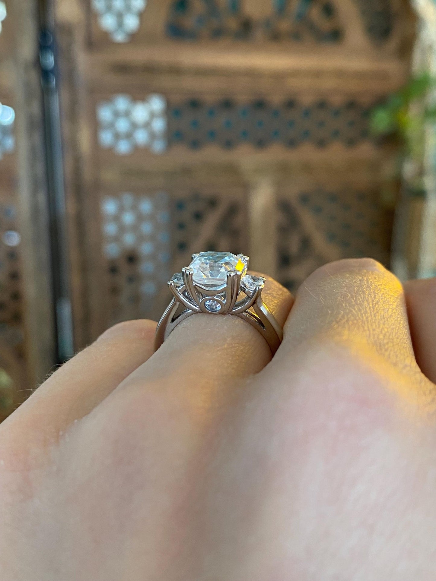 Vintage Solid 10k White Gold Clear Cubic Zirconia Ring - Size 5