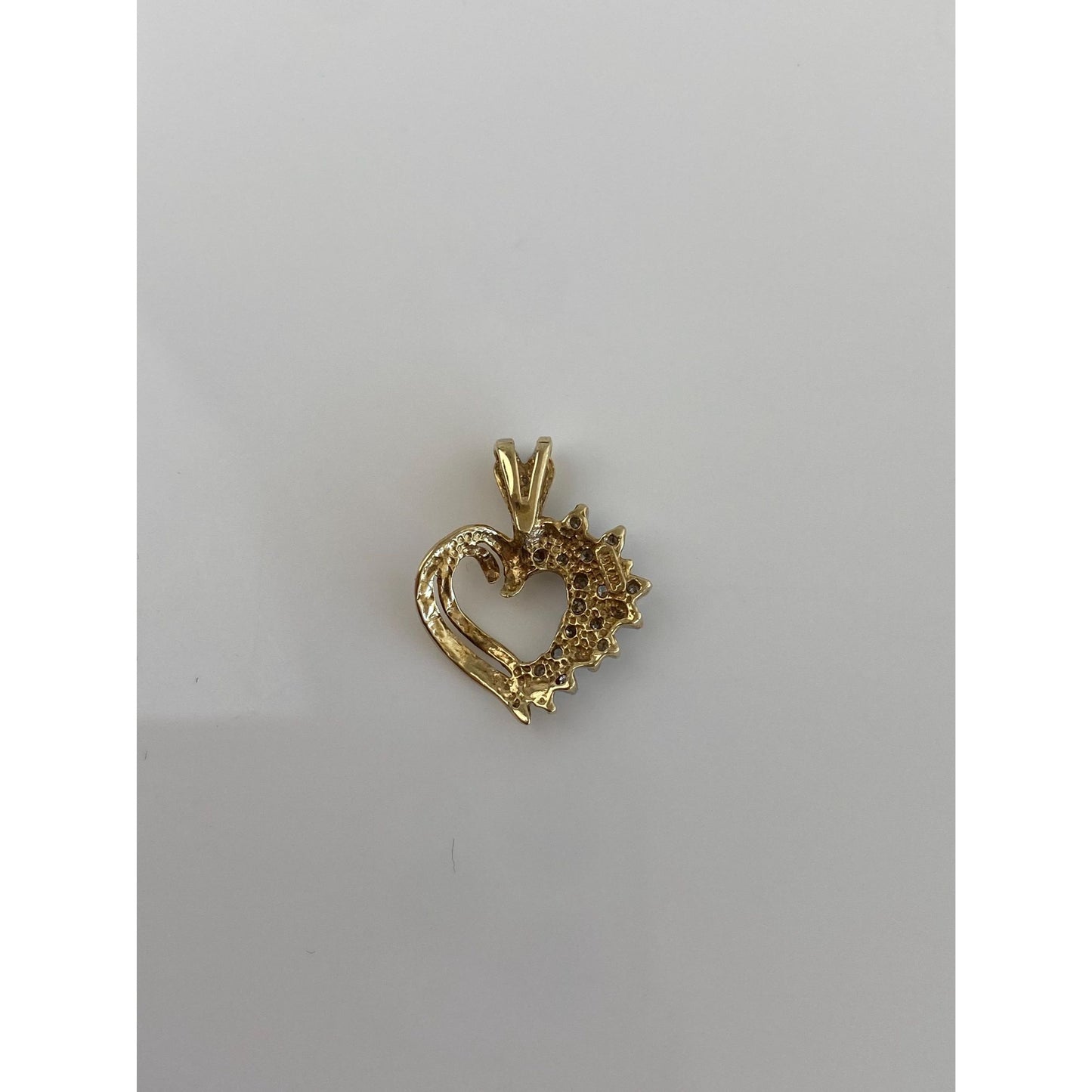 Vintage Solid 10k White & Yellow Gold Diamond Heart Charm