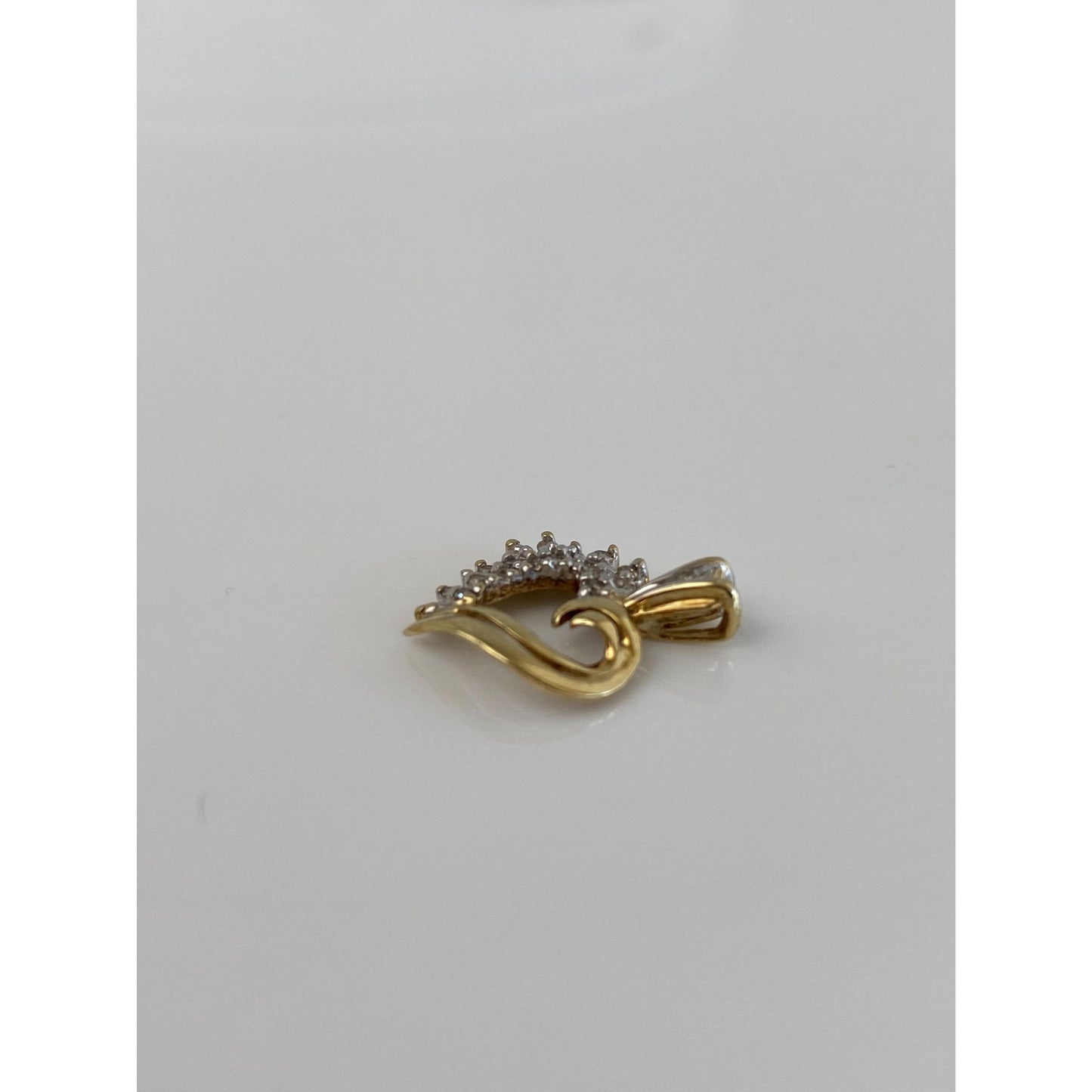 Vintage Solid 10k White & Yellow Gold Diamond Heart Charm