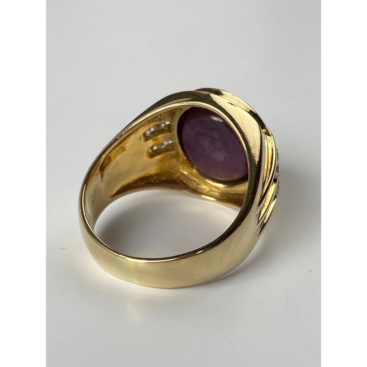 Solid 18k Yellow Gold Star Sapphire Diamond Ring - Size 10