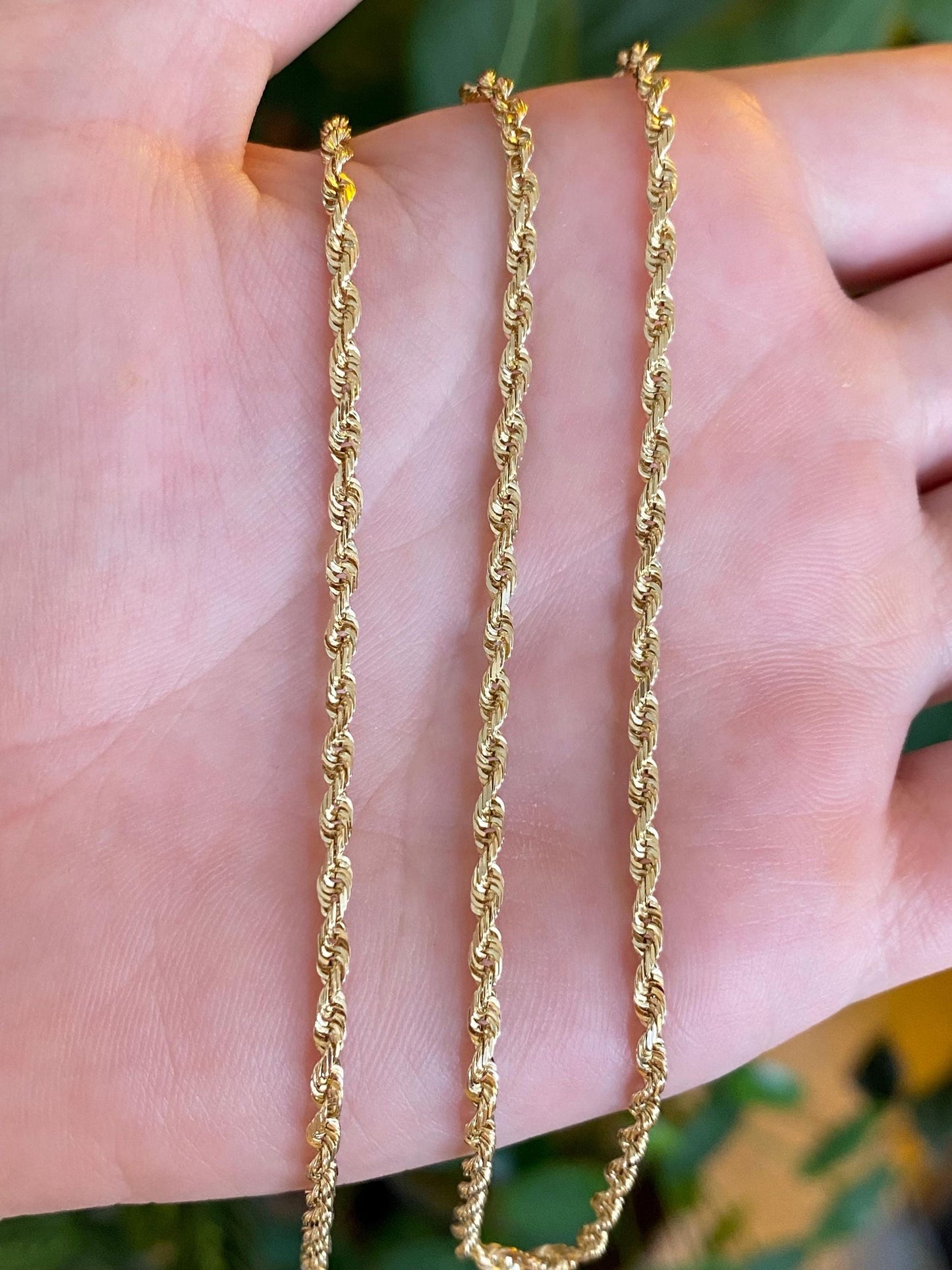 Vintage Solid 14k Yellow Gold Rope Chain Necklace - 22.25 inches