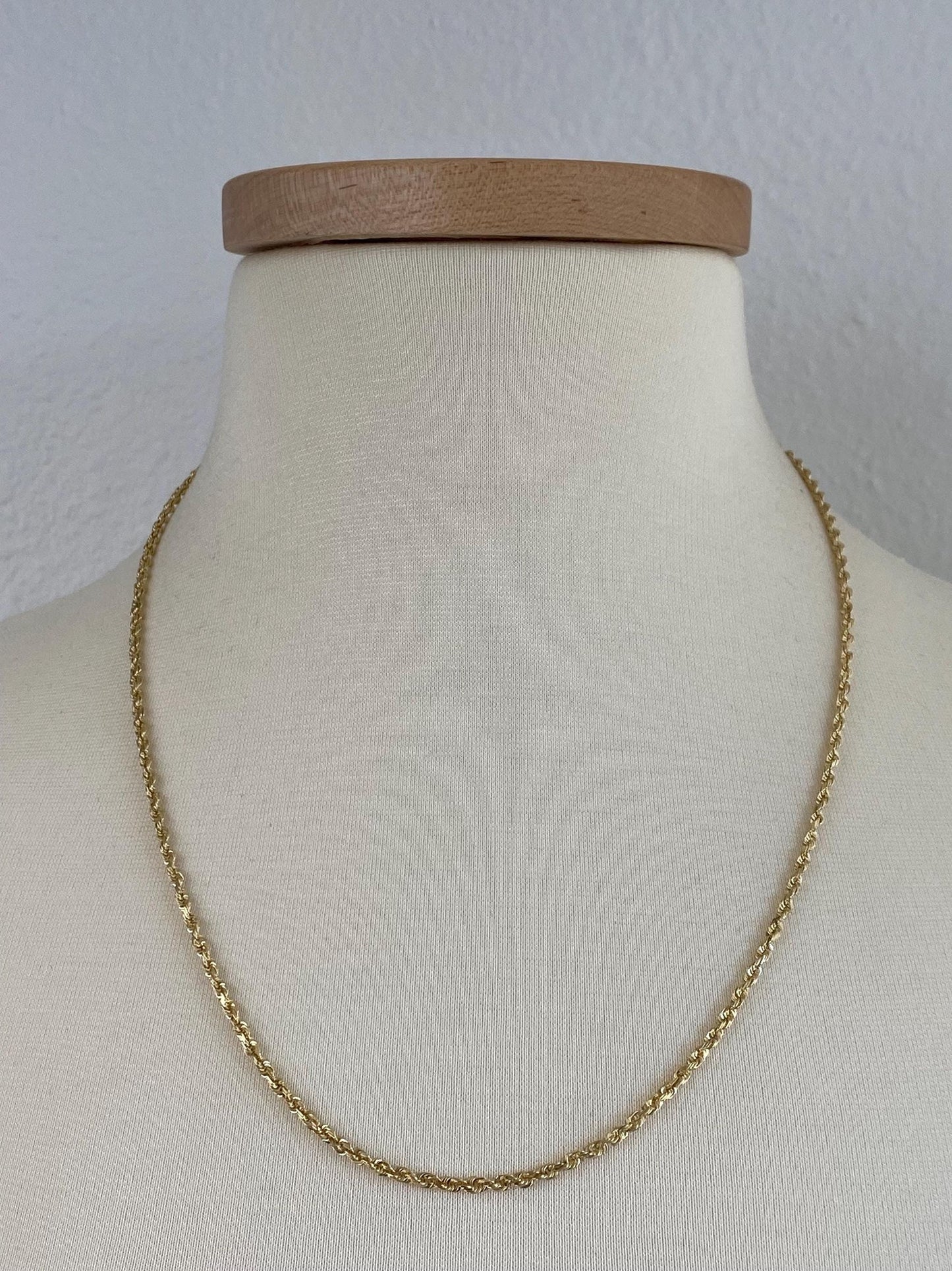 Vintage Solid 14k Yellow Gold Rope Chain Necklace - 22.25 inches