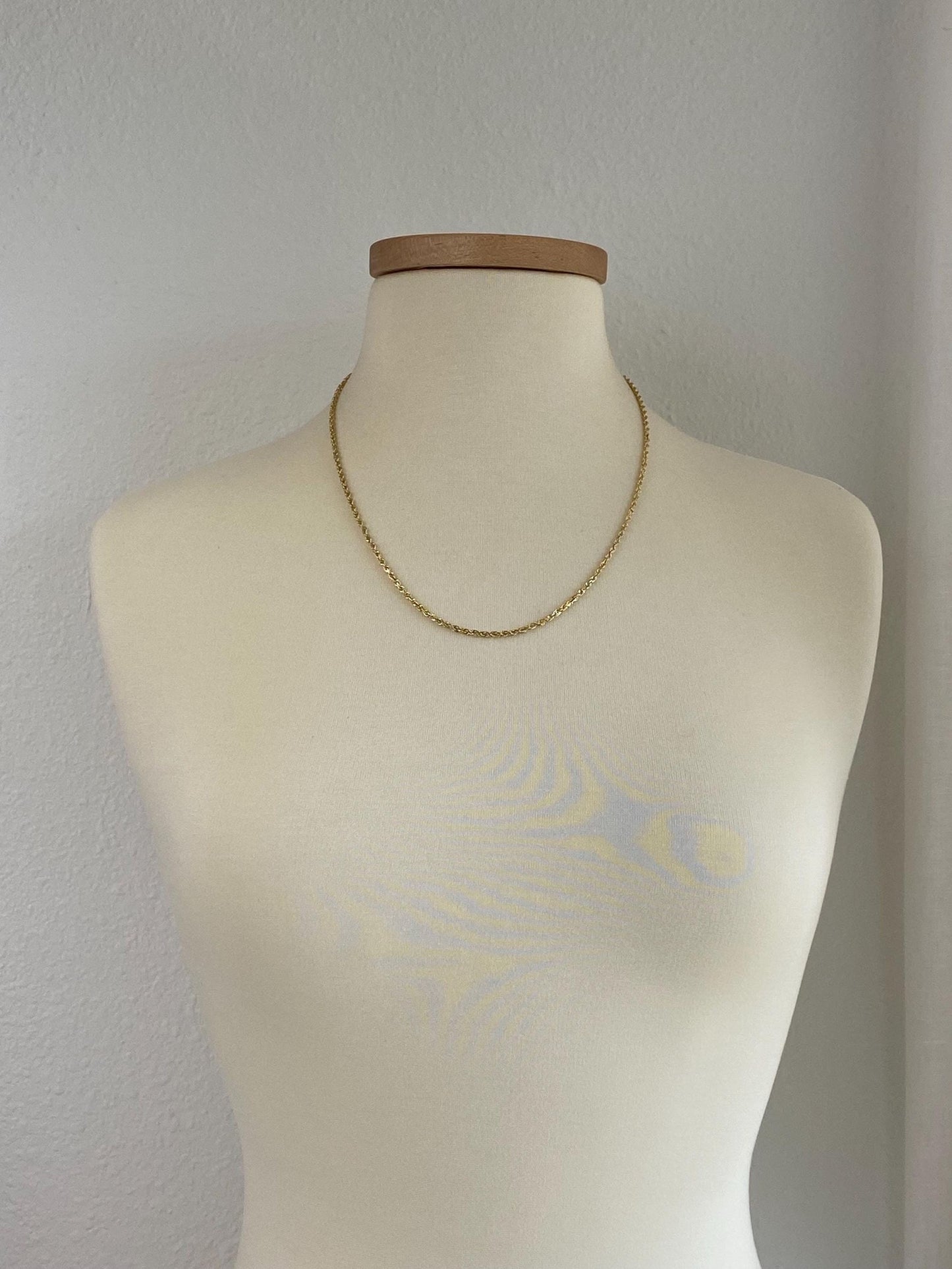 Vintage Solid 14k Yellow Gold Rope Chain Necklace - 22.25 inches