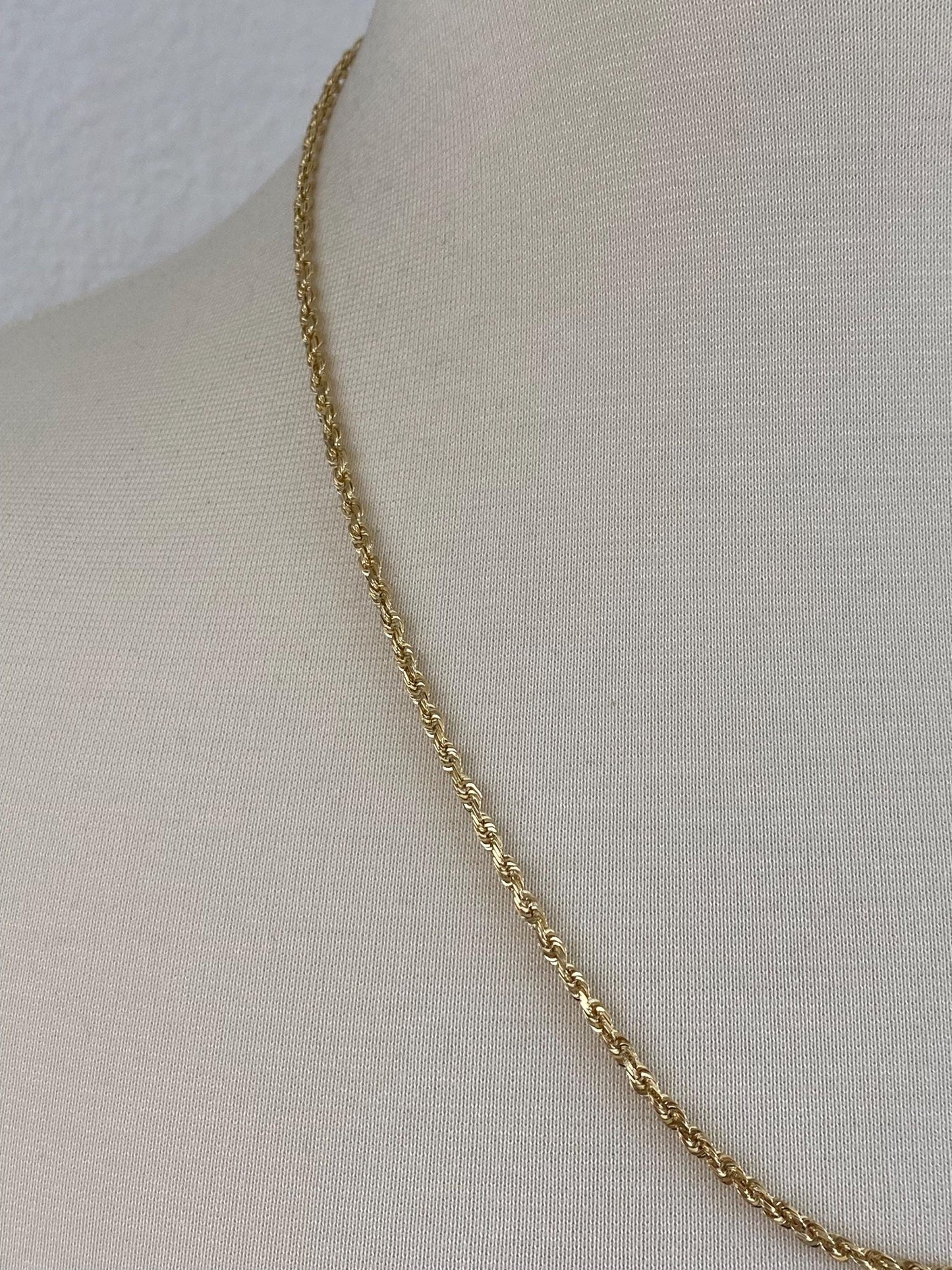 Vintage Solid 14k Yellow Gold Rope Chain Necklace - 22.25 inches