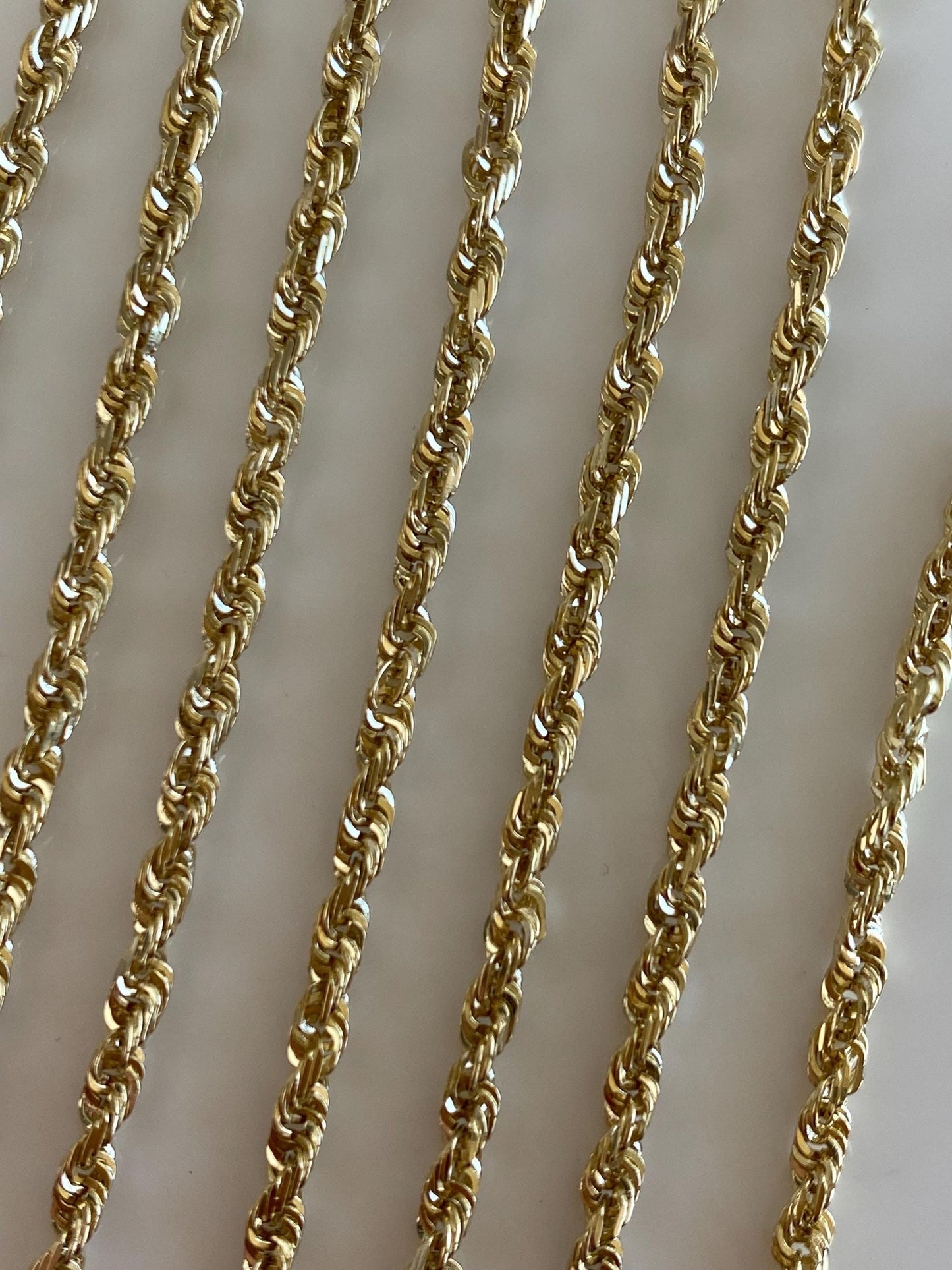 Vintage Solid 14k Yellow Gold Rope Chain Necklace - 22.25 inches