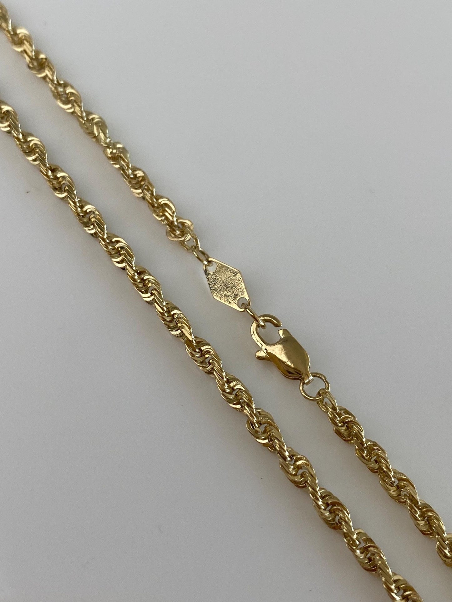 Vintage Solid 14k Yellow Gold Rope Chain Necklace - 22.25 inches