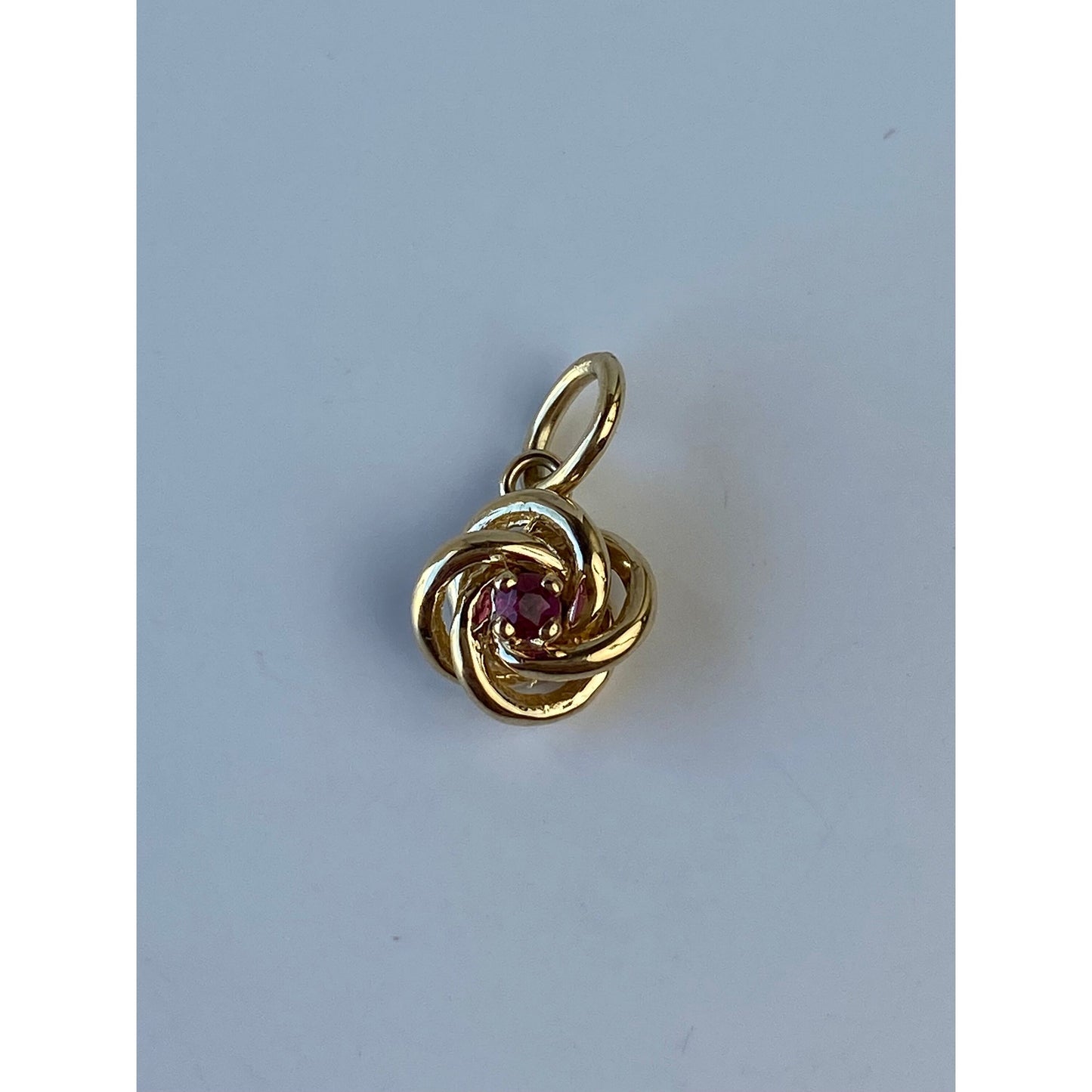 Vintage Solid 14k Yellow Gold Pink Spinel Knot Charm