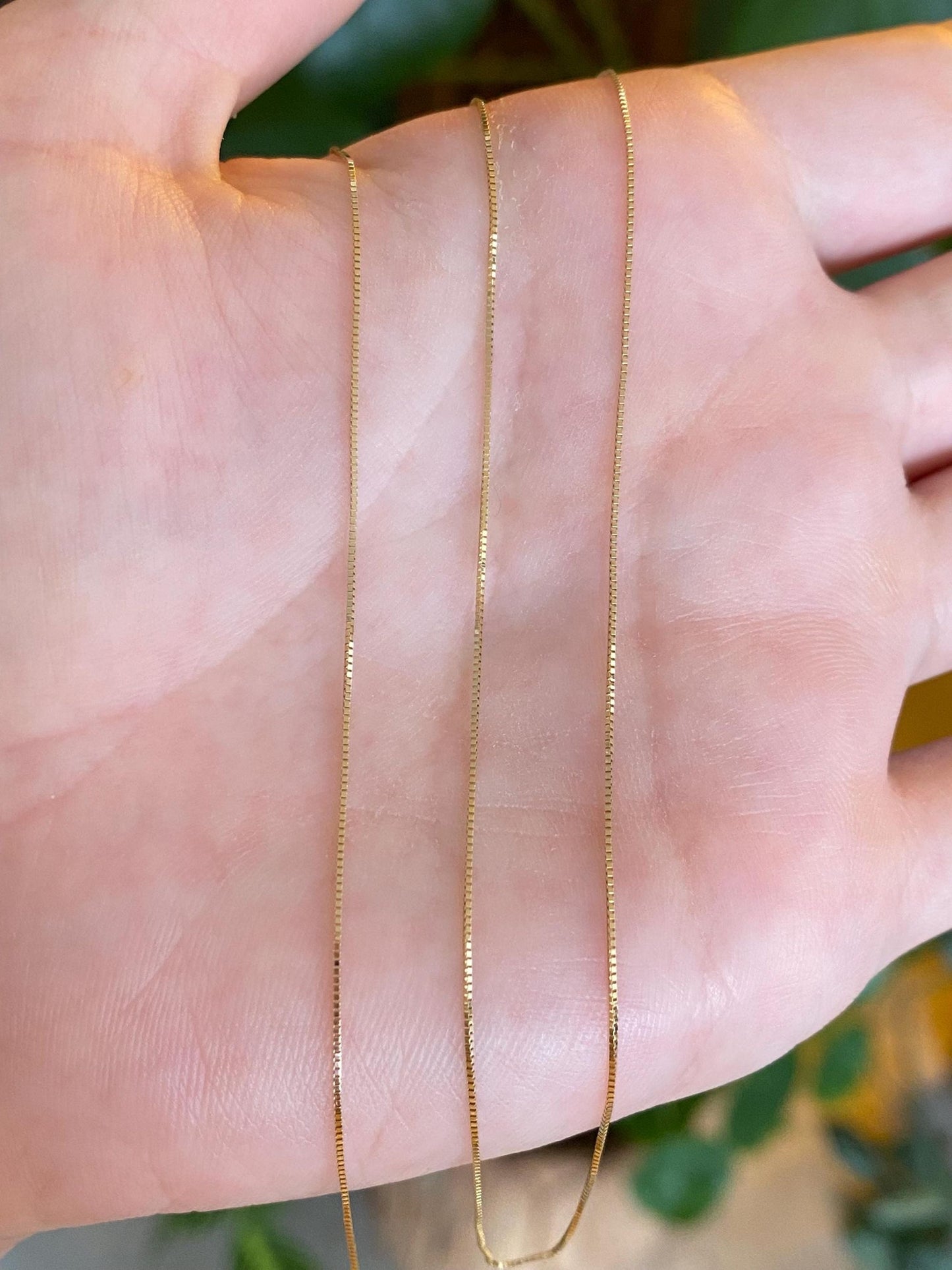Vintage Solid 14k Yellow Gold Dainty Box Chain Necklace - 19 inches