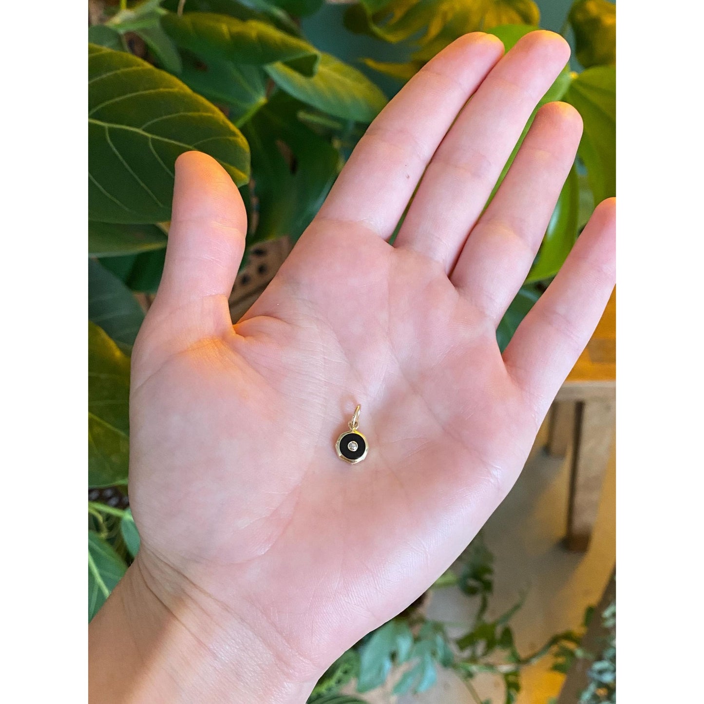 Vintage 14k Yellow Gold Diamond Onyx Small Cufflink Conversion Charm