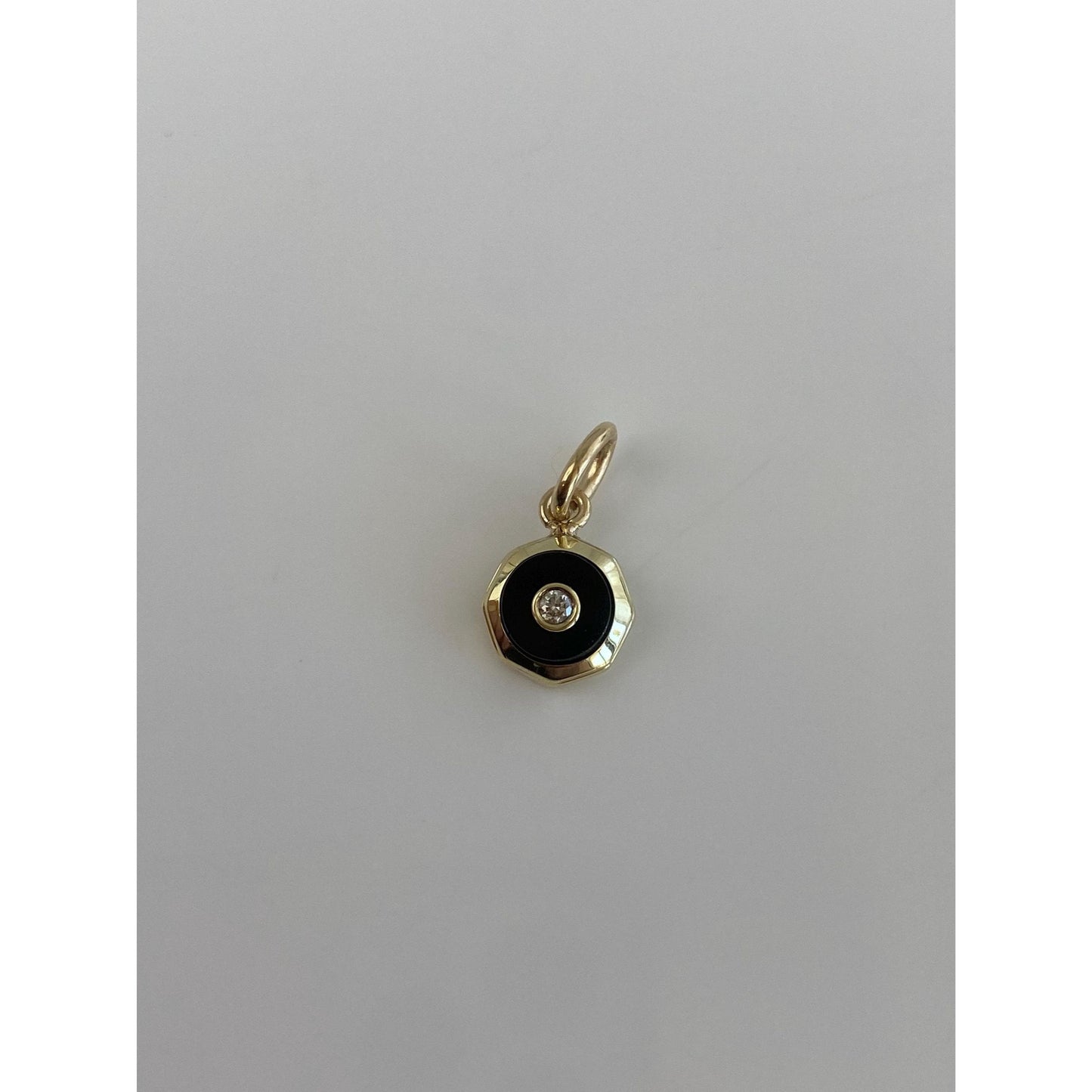 Vintage 14k Yellow Gold Diamond Onyx Small Cufflink Conversion Charm