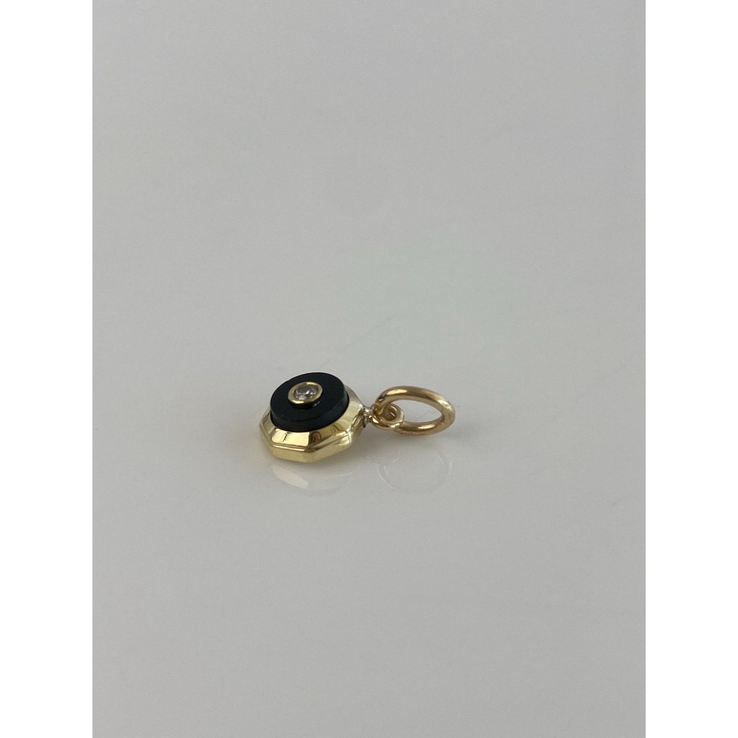 Vintage 14k Yellow Gold Diamond Onyx Small Cufflink Conversion Charm