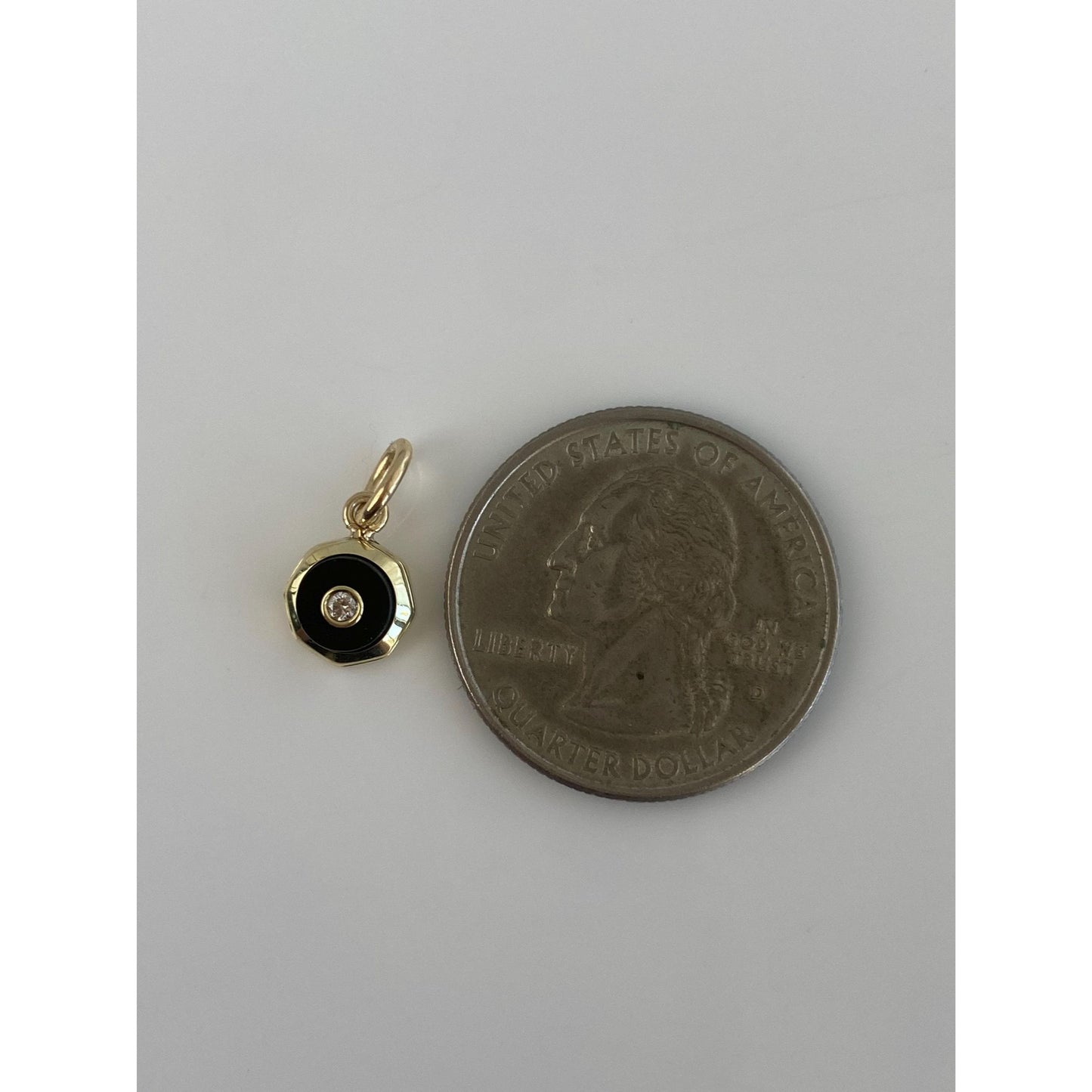 Vintage 14k Yellow Gold Diamond Onyx Small Cufflink Conversion Charm