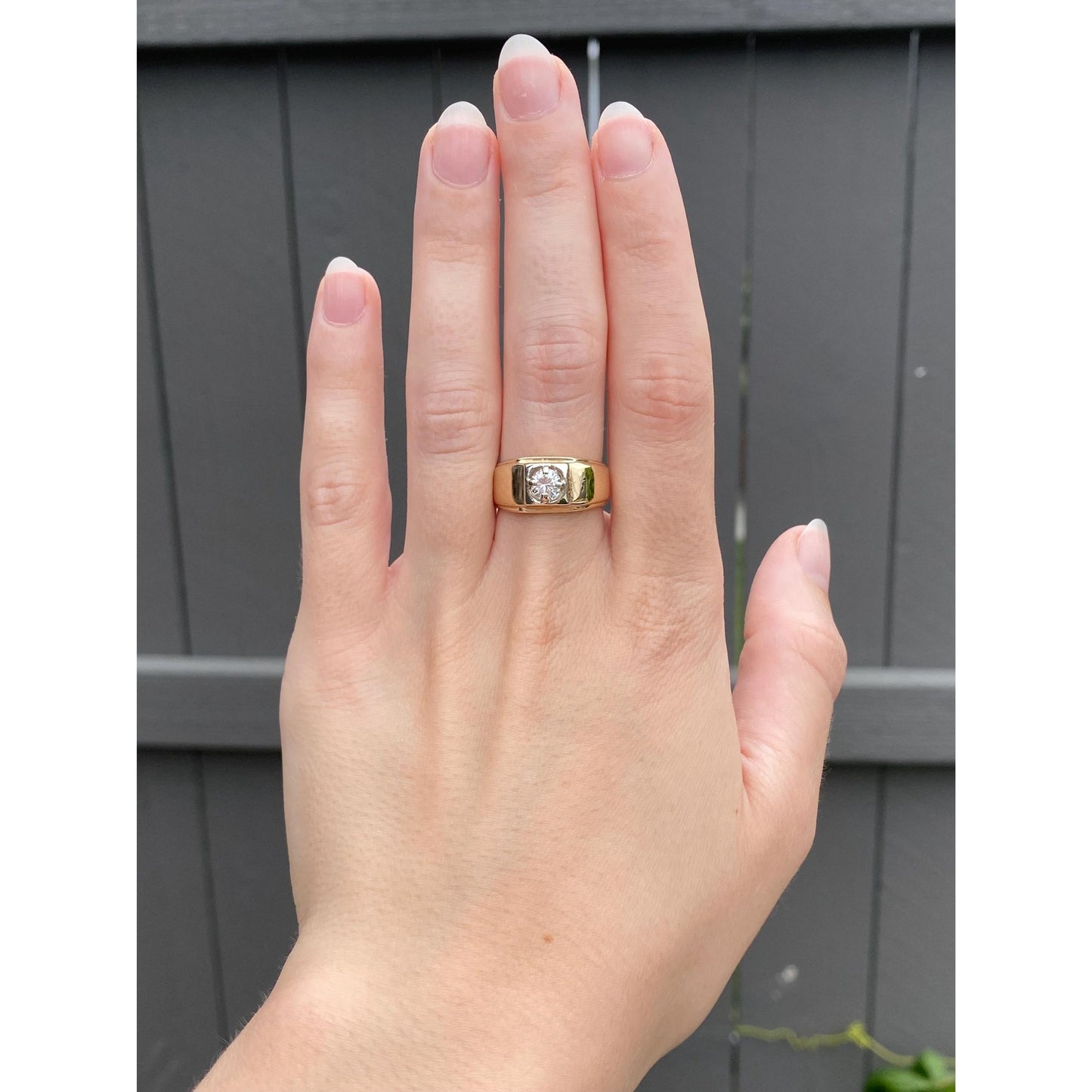 Vintage Solid 10k White & Yellow Gold Cubic Zirconia Ring Band - Size 6.5