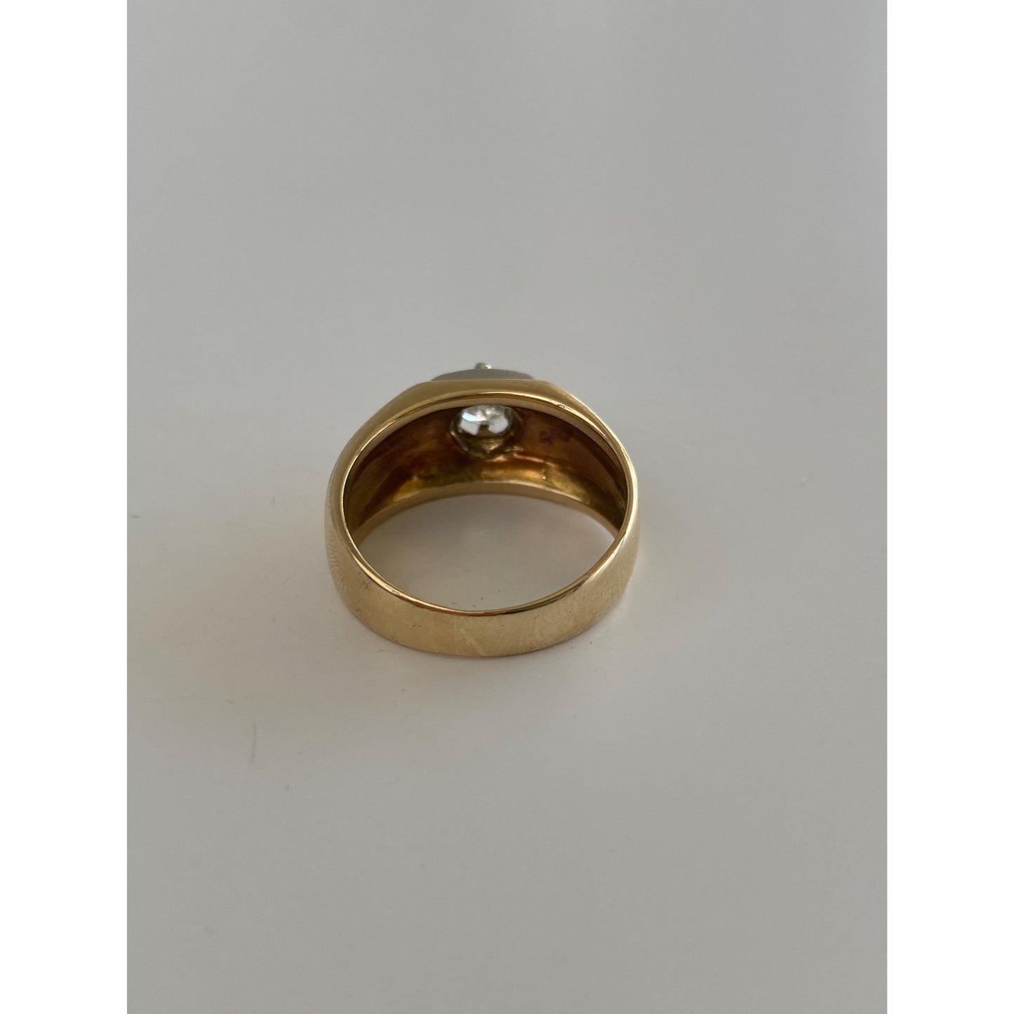 Vintage Solid 10k White & Yellow Gold Cubic Zirconia Ring Band - Size 6.5