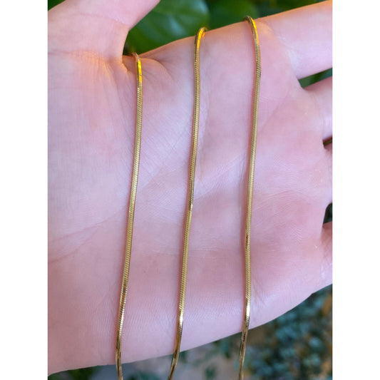 Vintage Solid 14k Yellow Gold Square Snake Chain Necklace - 20.25 inches