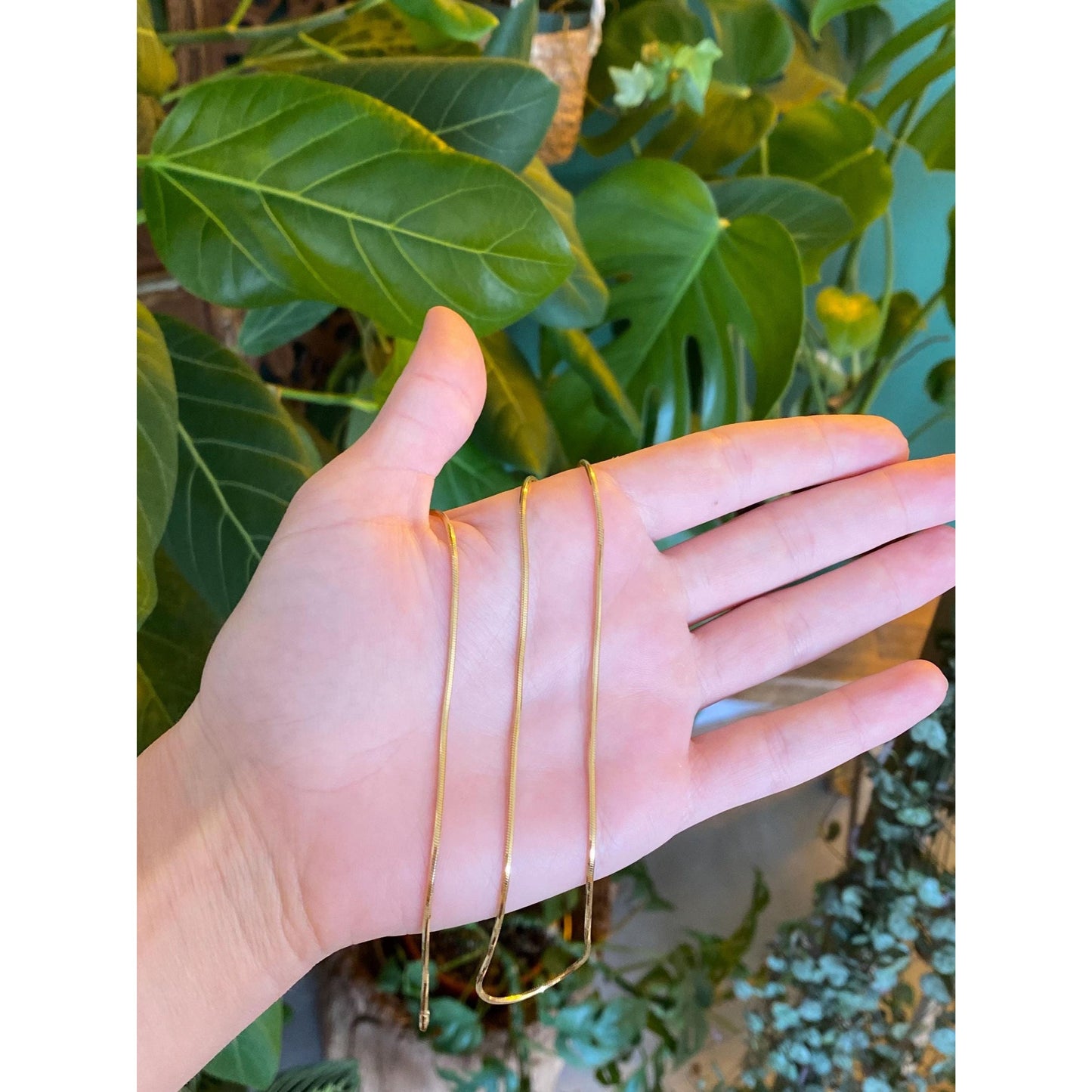 Vintage Solid 14k Yellow Gold Square Snake Chain Necklace - 20.25 inches