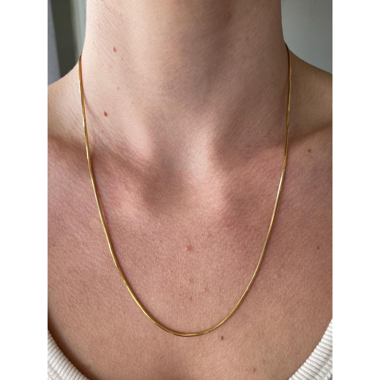Vintage Solid 14k Yellow Gold Square Snake Chain Necklace - 20.25 inches