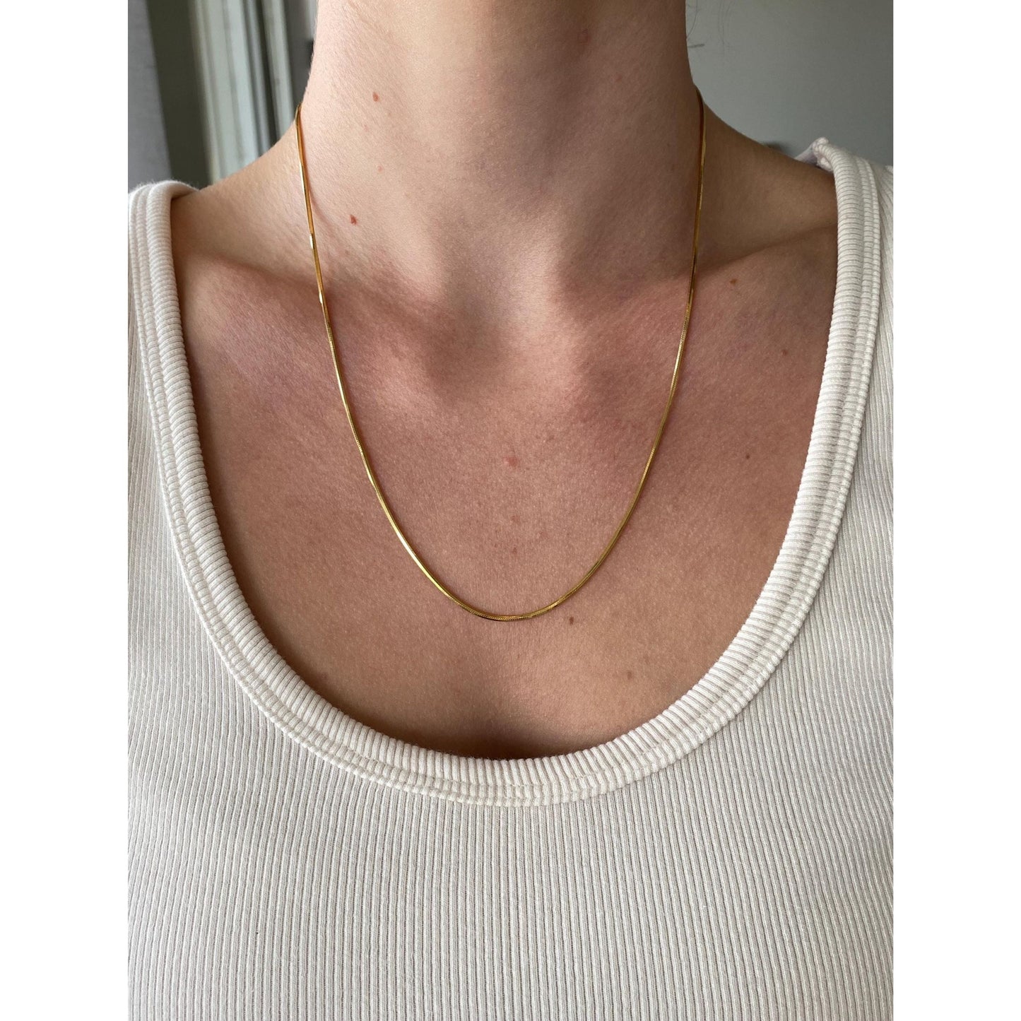 Vintage Solid 14k Yellow Gold Square Snake Chain Necklace - 20.25 inches