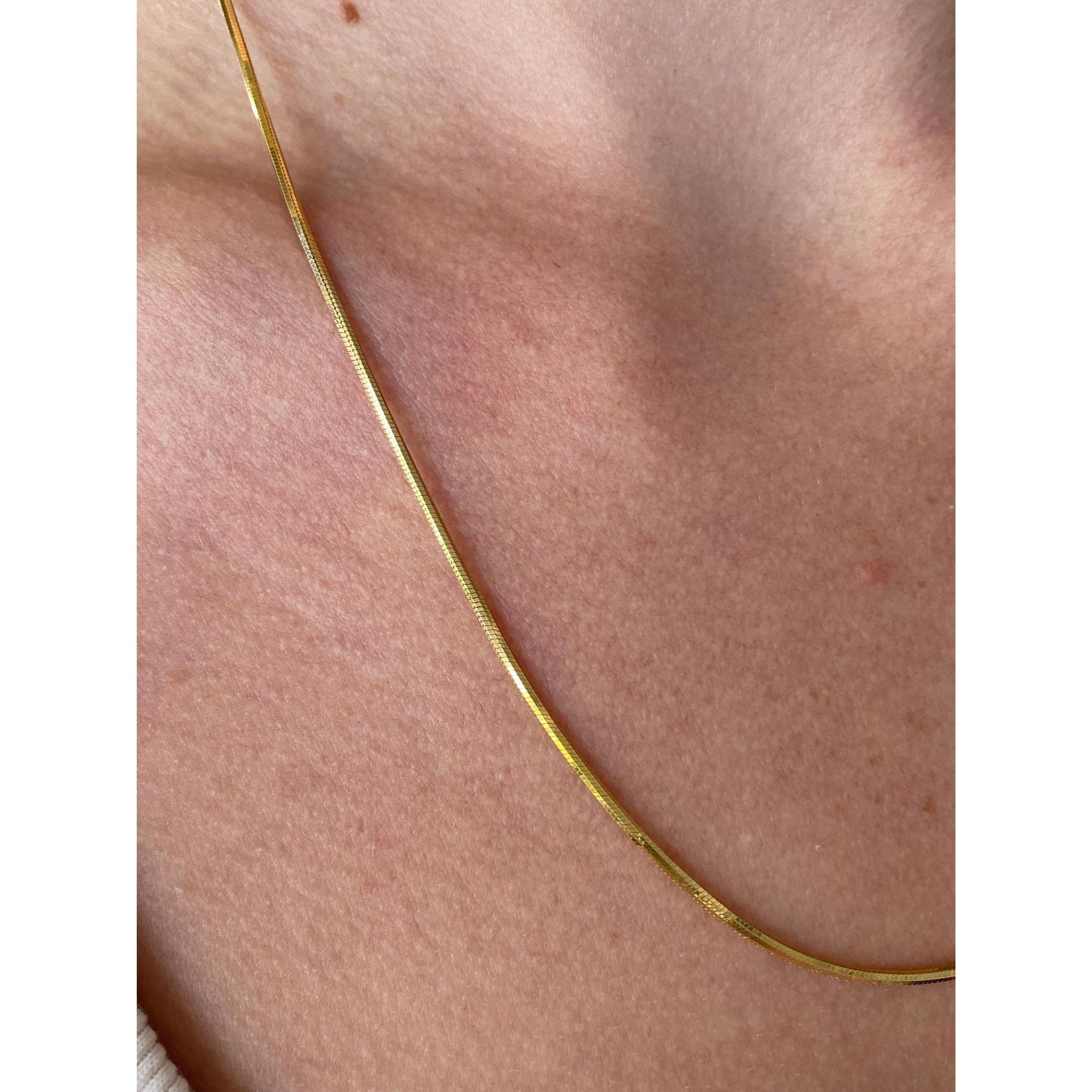 Vintage Solid 14k Yellow Gold Square Snake Chain Necklace - 20.25 inches