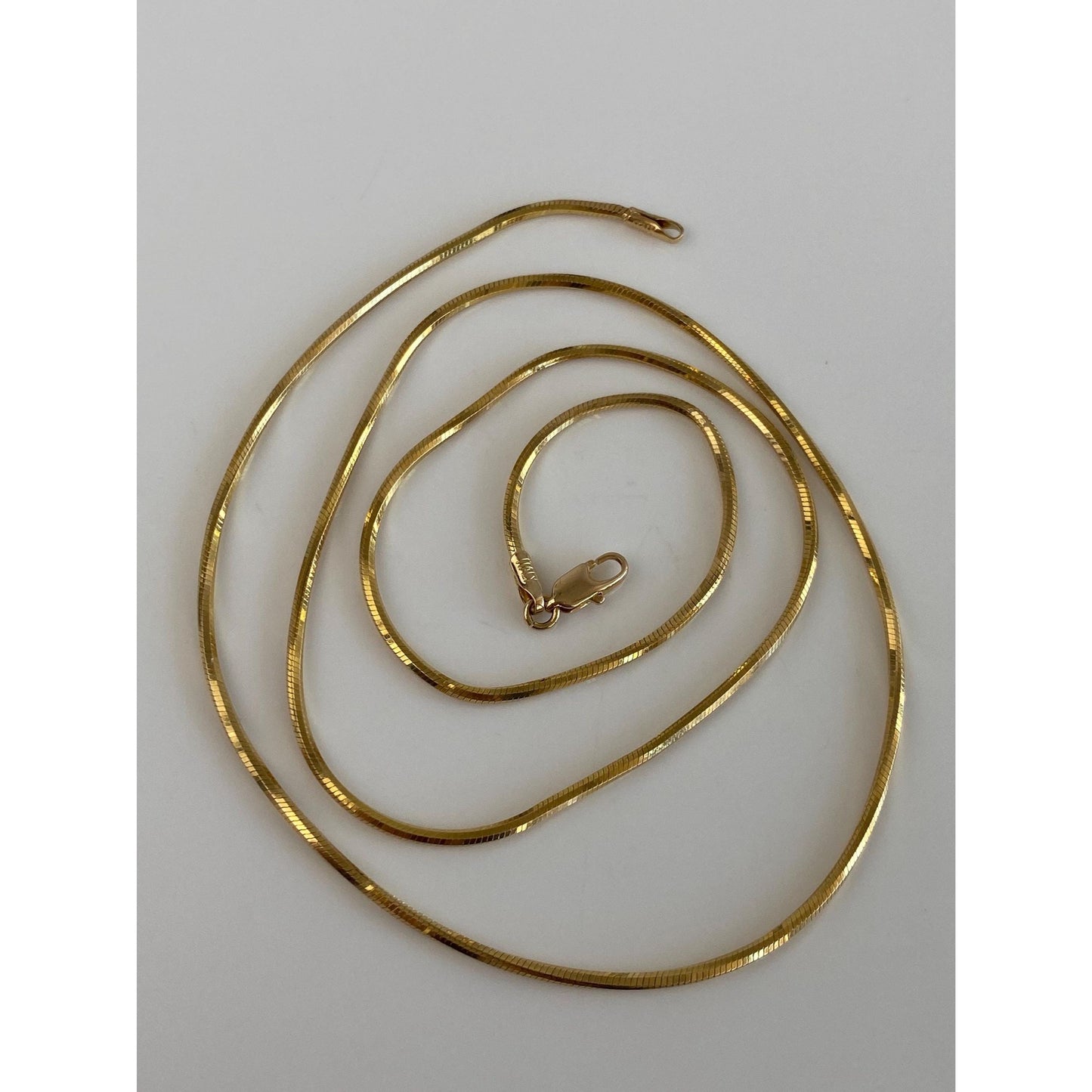 Vintage Solid 14k Yellow Gold Square Snake Chain Necklace - 20.25 inches