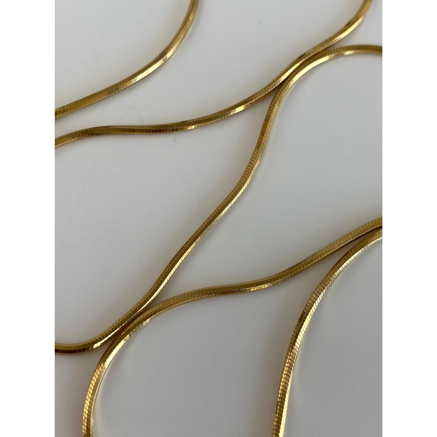 Vintage Solid 14k Yellow Gold Square Snake Chain Necklace - 20.25 inches