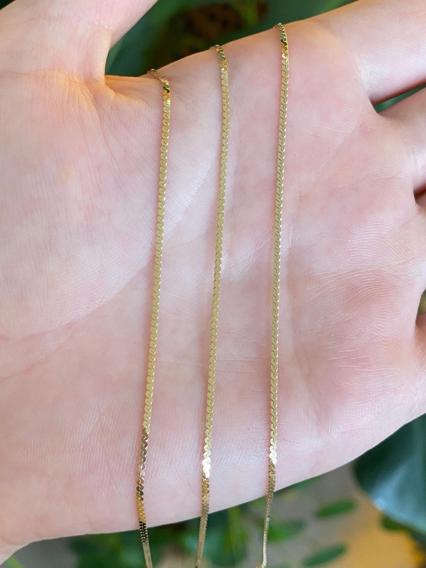 Vintage Solid 14k Yellow Gold Long Serpentine Chain Necklace - 30.25 inches