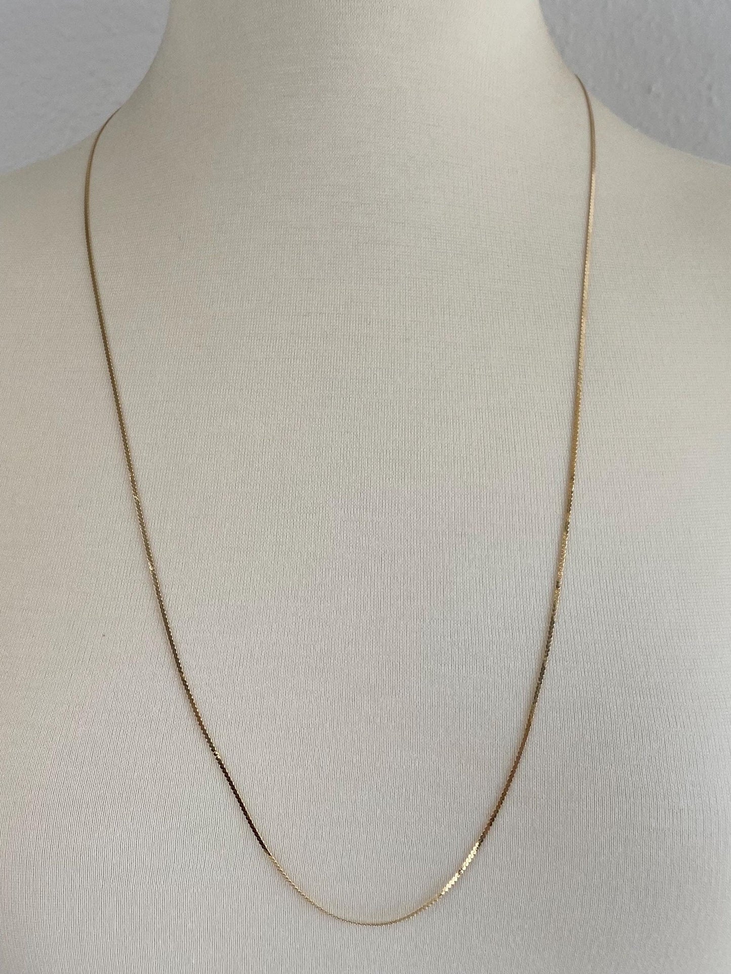 Vintage Solid 14k Yellow Gold Long Serpentine Chain Necklace - 30.25 inches
