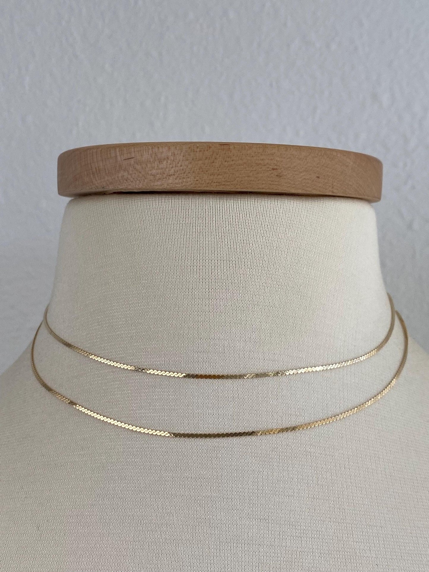 Vintage Solid 14k Yellow Gold Long Serpentine Chain Necklace - 30.25 inches